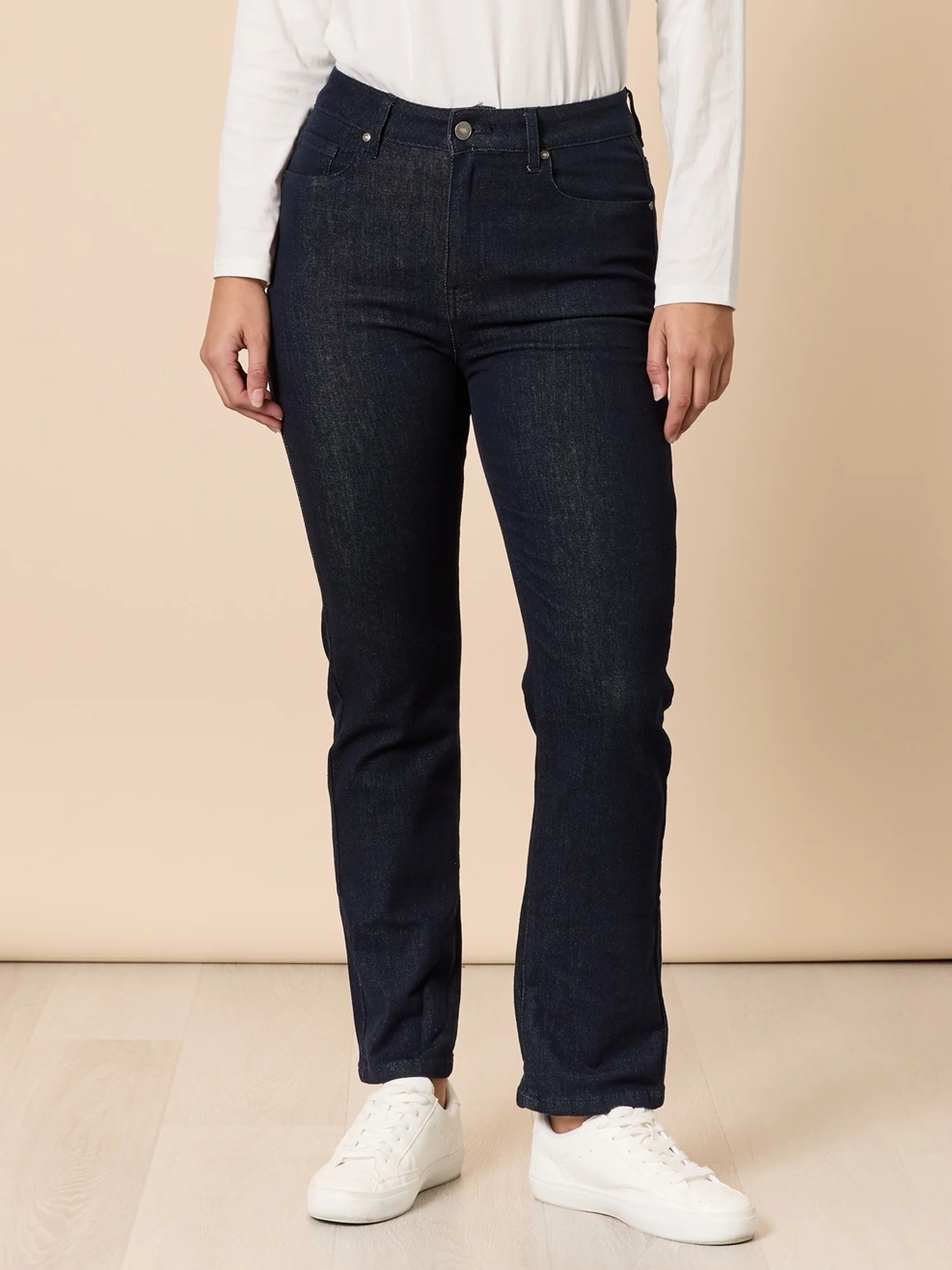 The Retro Cuff Straight Leg Jean - Dark Denim - Image 3