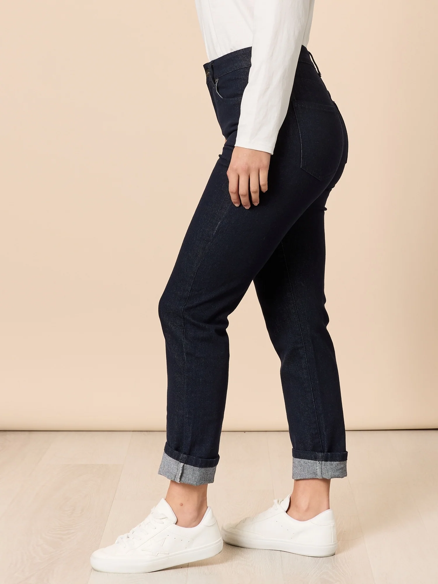 The Retro Cuff Straight Leg Jean - Dark Denim - Image 4