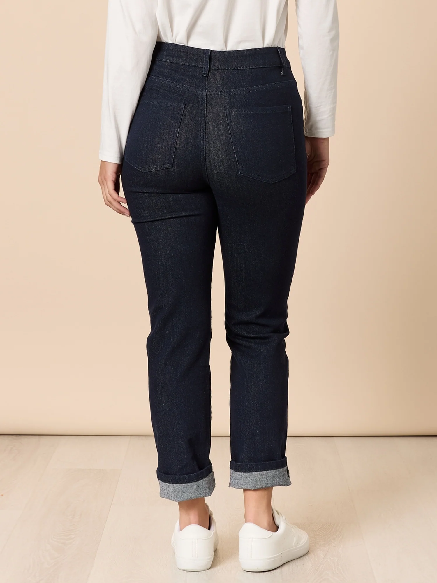 The Retro Cuff Straight Leg Jean - Dark Denim - Image 5