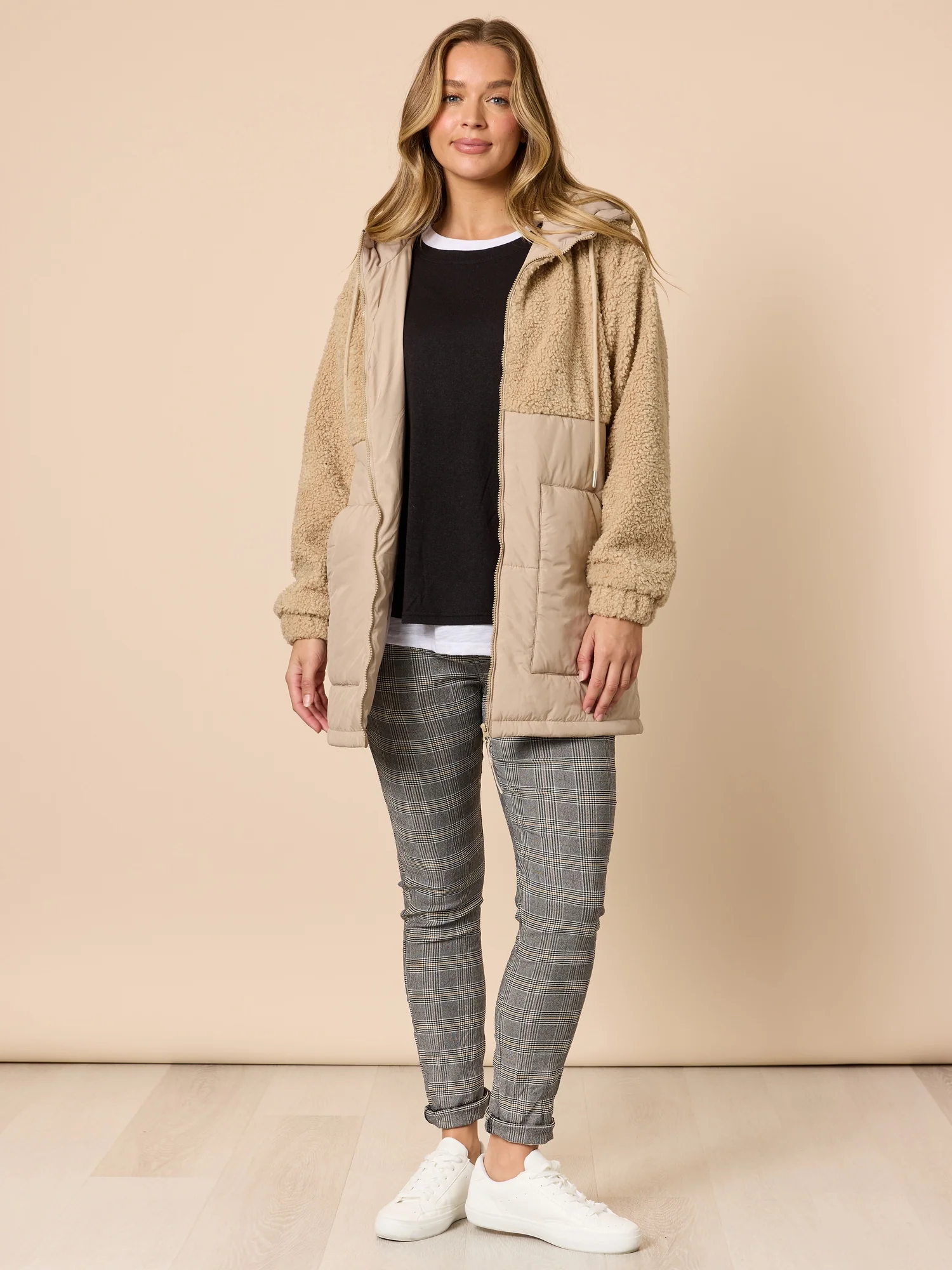 The Teddy Hooded Puffer Jacket - Natural - Image 5