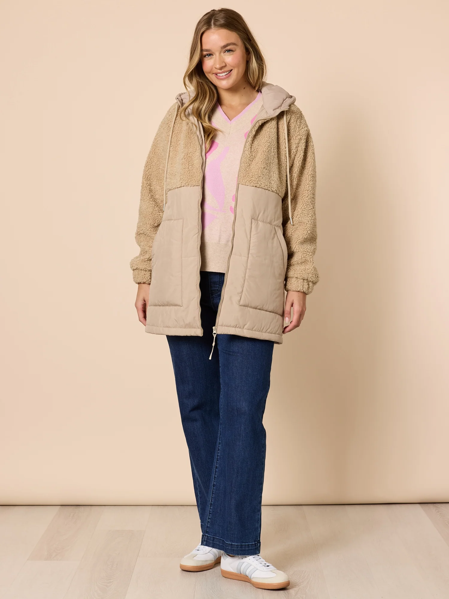 The Teddy Hooded Puffer Jacket - Natural - Image 6