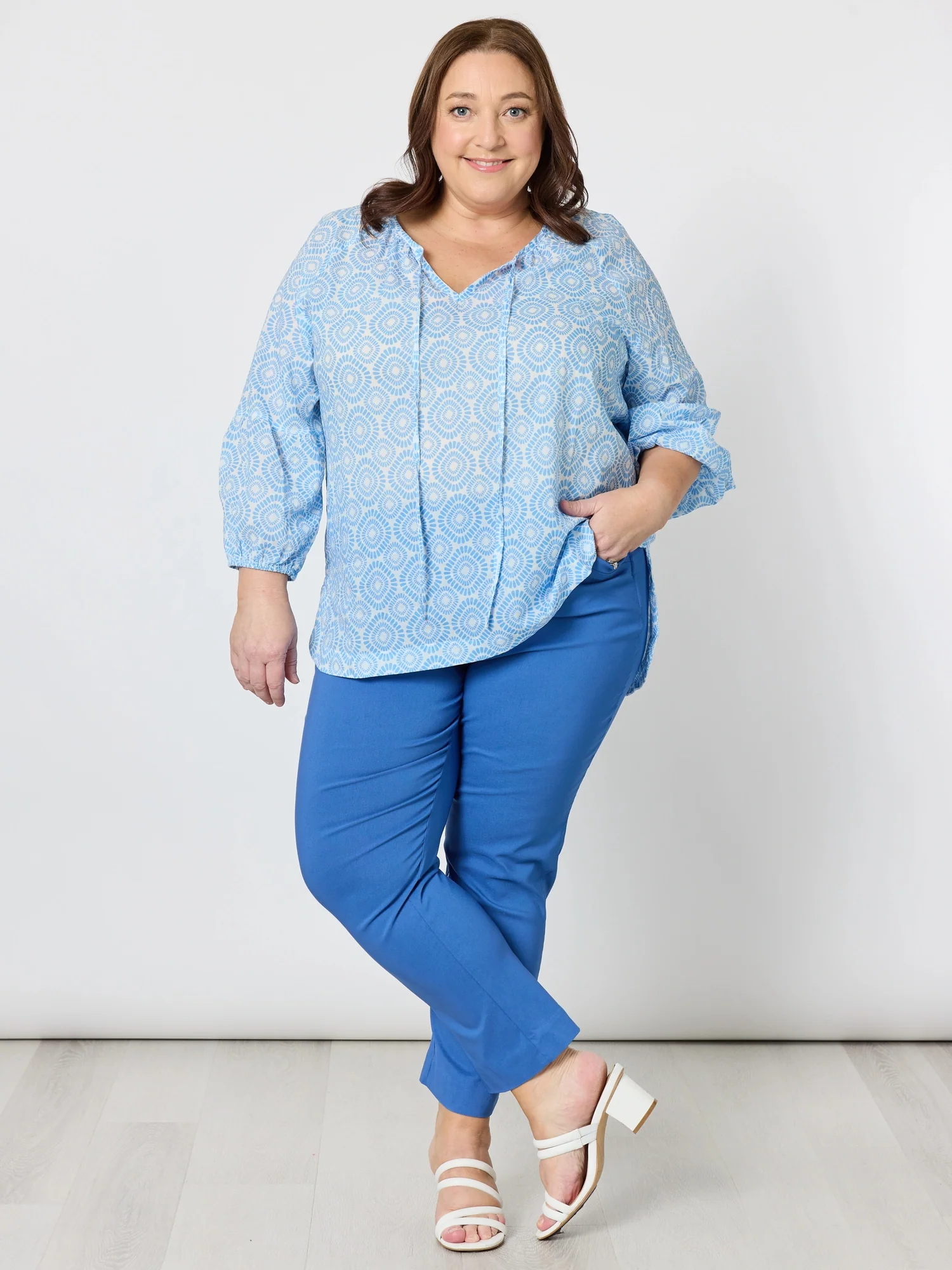 Zara Stretch Pant - Blue - Image 4
