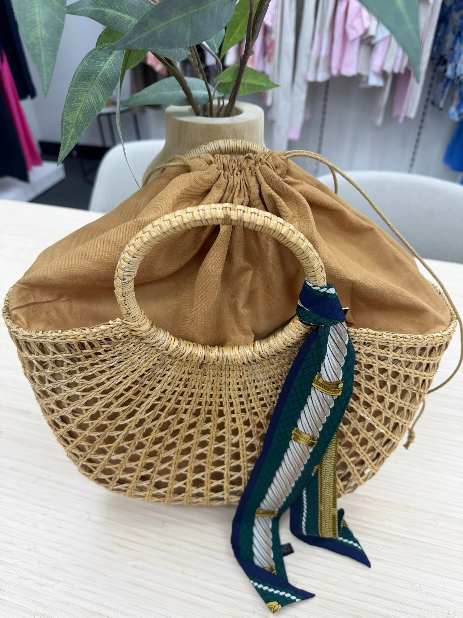 Scarf Trim Tote Bag - Natural - Image 3