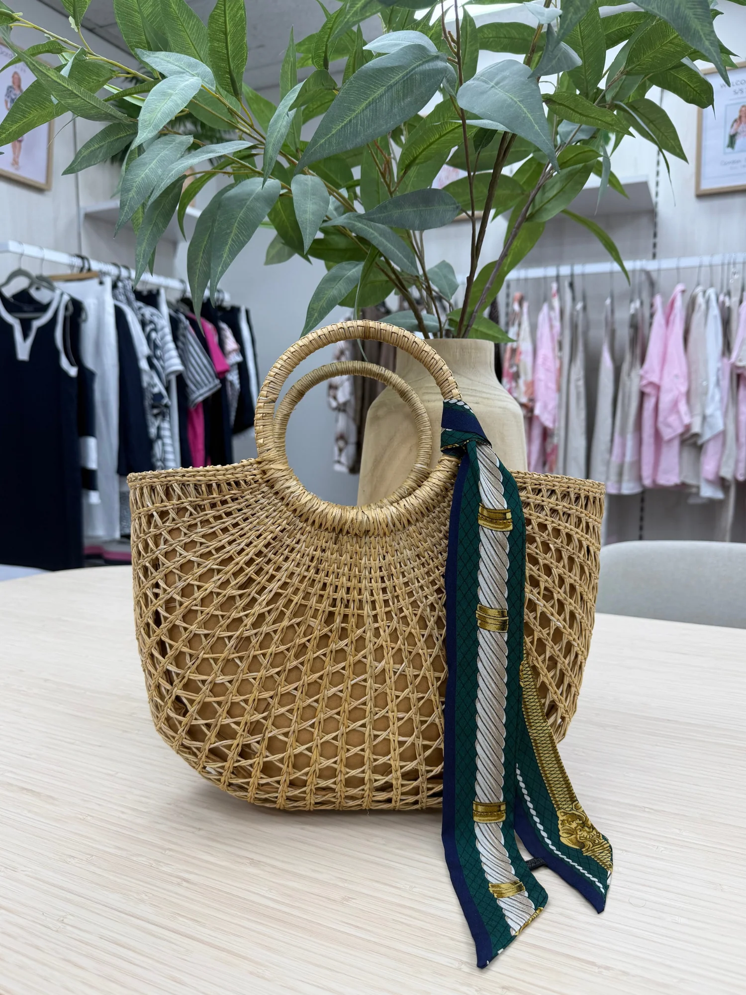 Scarf Trim Tote Bag - Natural - Image 4