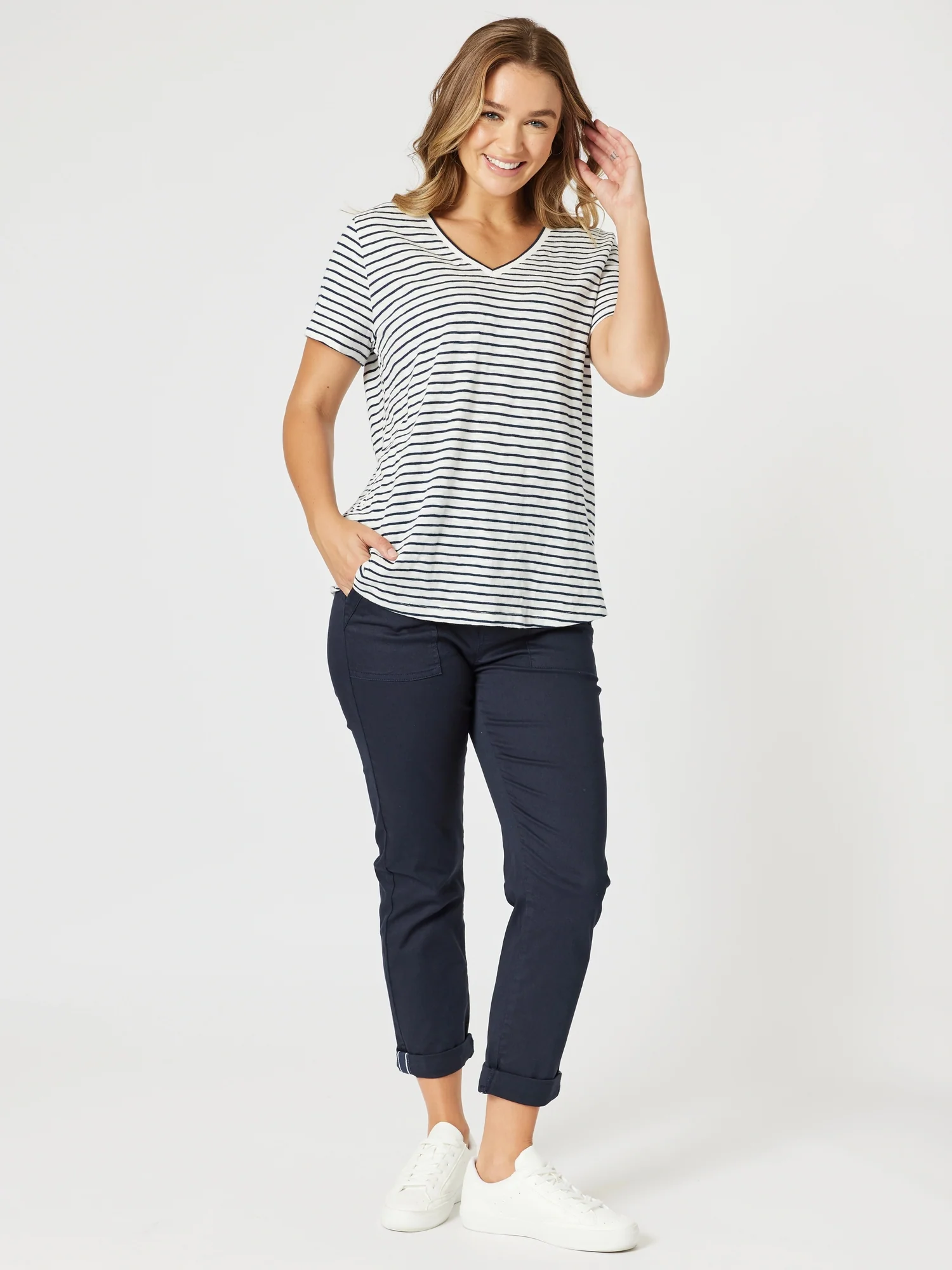 Tonic Stripe Print Tee - Navy/White - Image 3