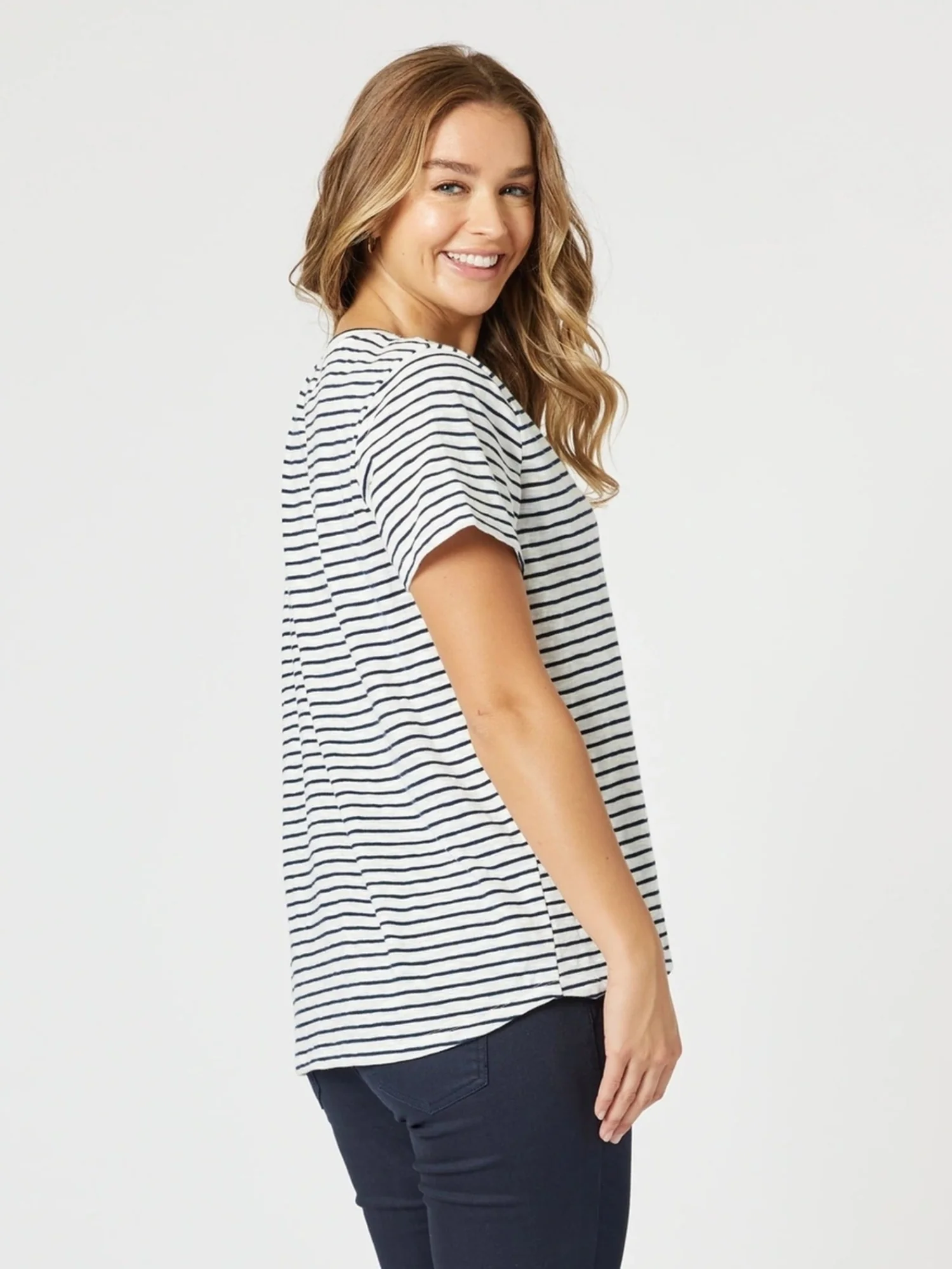 Tonic Stripe Print Tee - Navy/White - Image 5