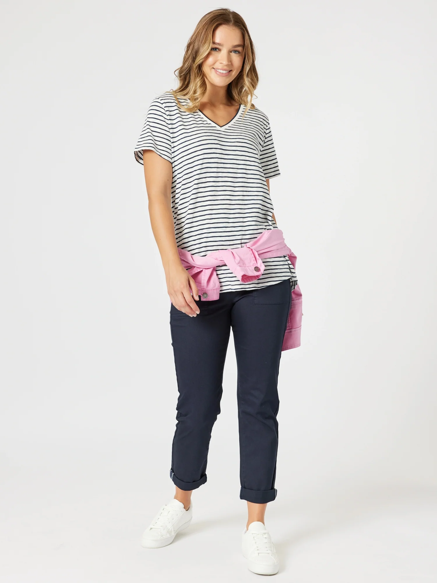 Tonic Stripe Print Tee - Navy/White - Image 7