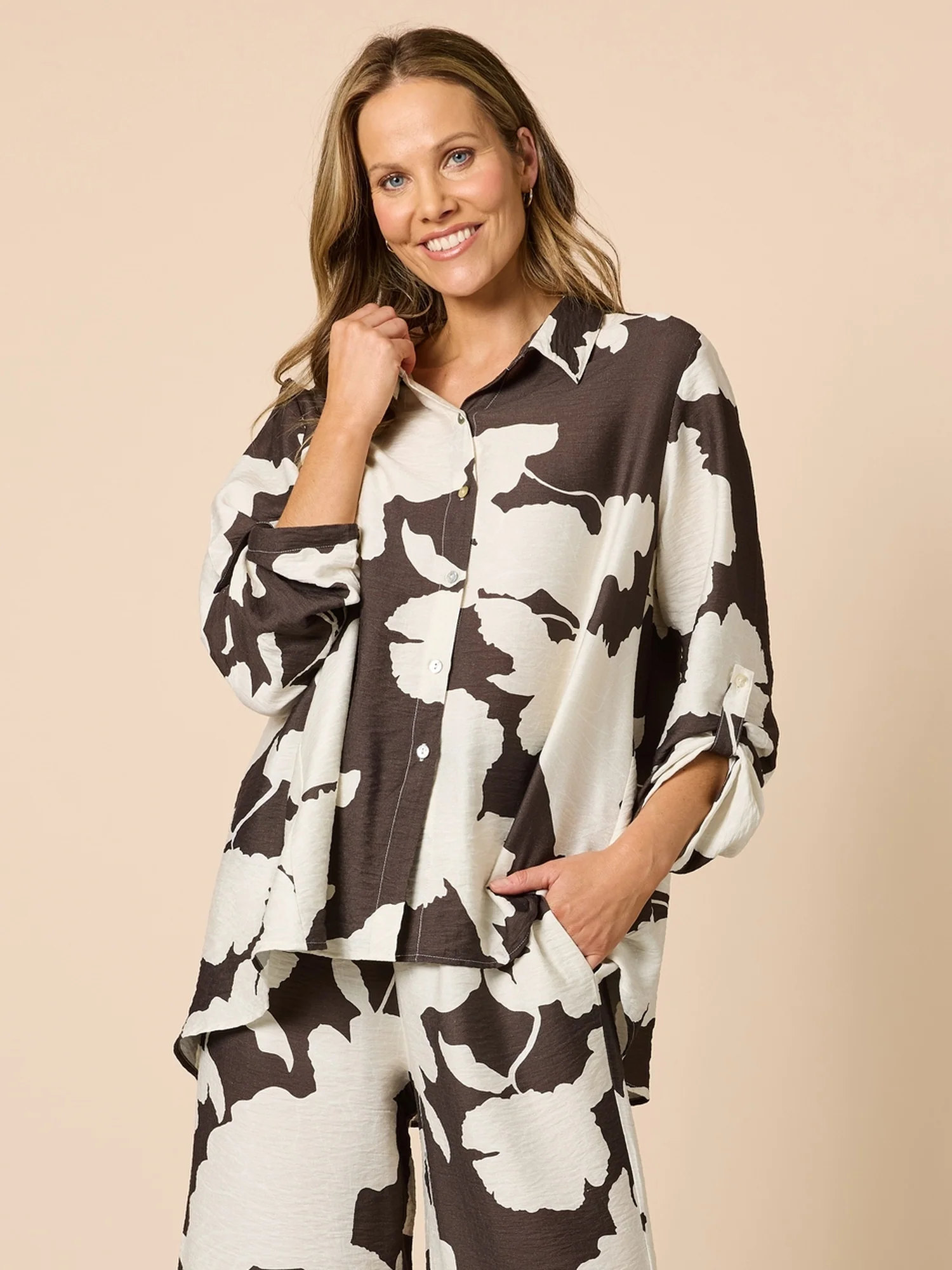 Toulouse Floral Print Shirt - Coffee Ivory