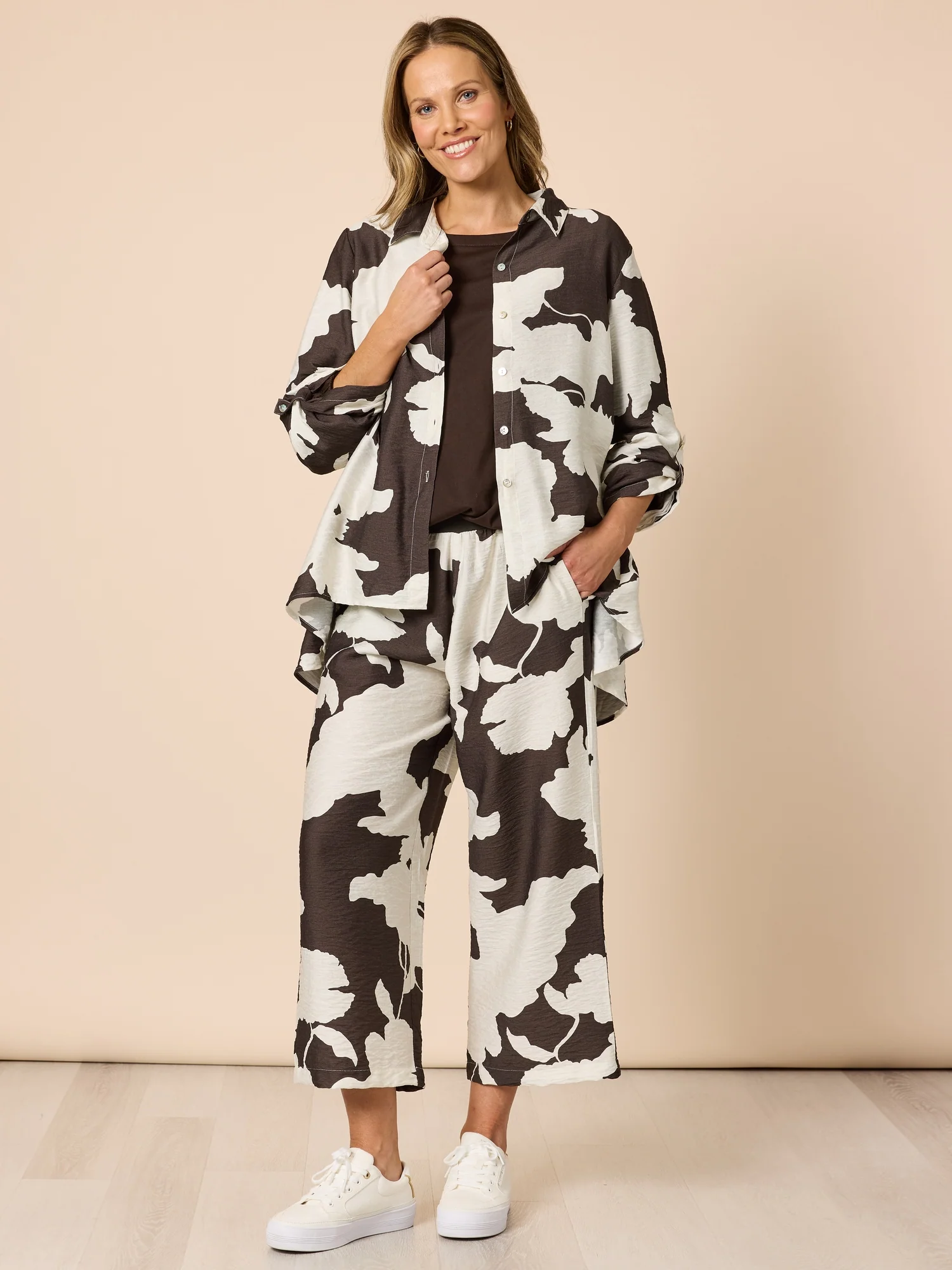 Toulouse Floral Print Shirt - Coffee Ivory - Image 5