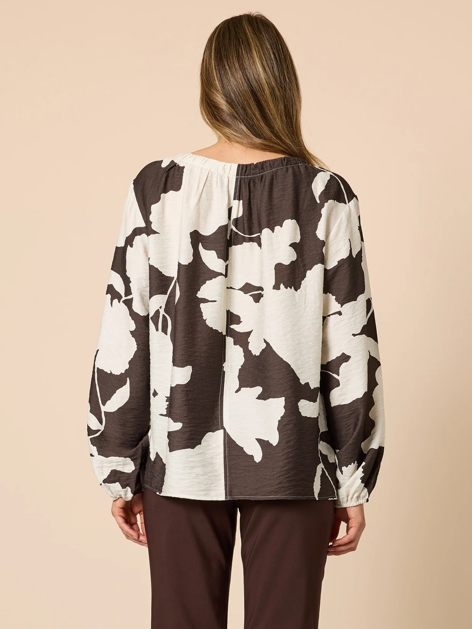 Toulouse Floral Print Top - Coffee Ivory - Image 4