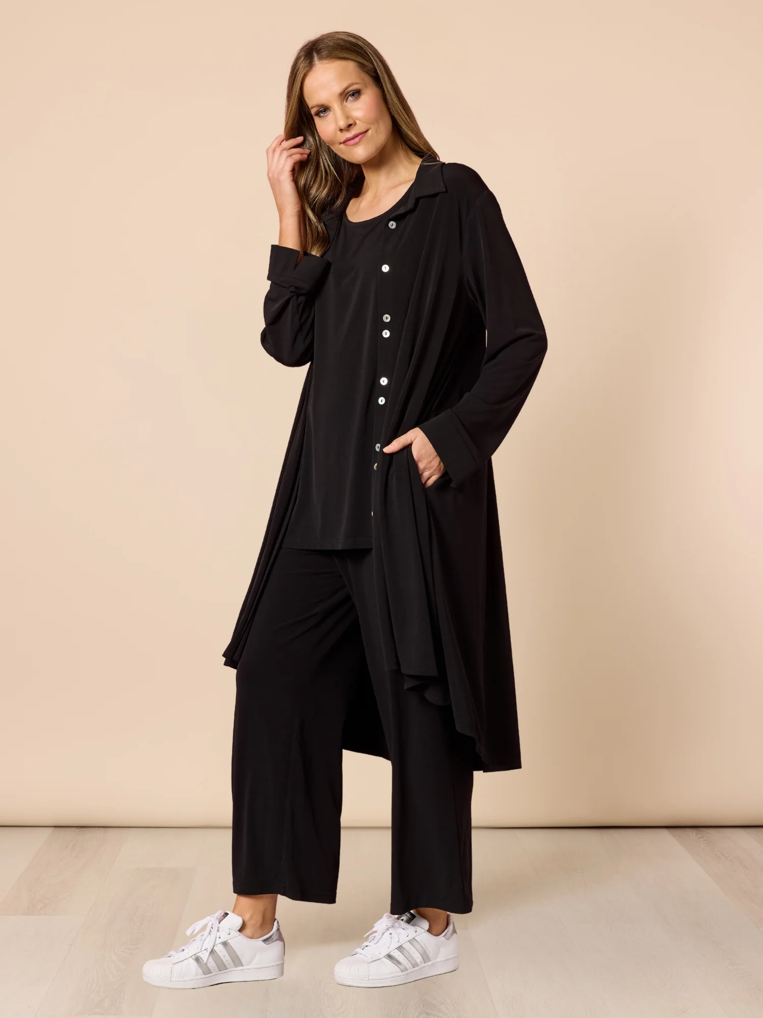 Traveller Longline Cardigan - Black - Image 2