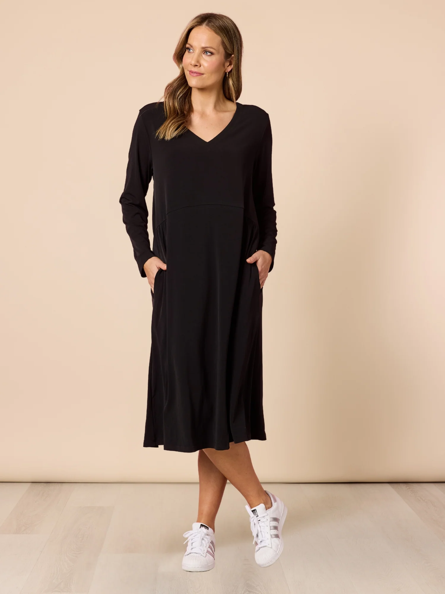 Traveller Long Sleeve Dress - Black - Image 3