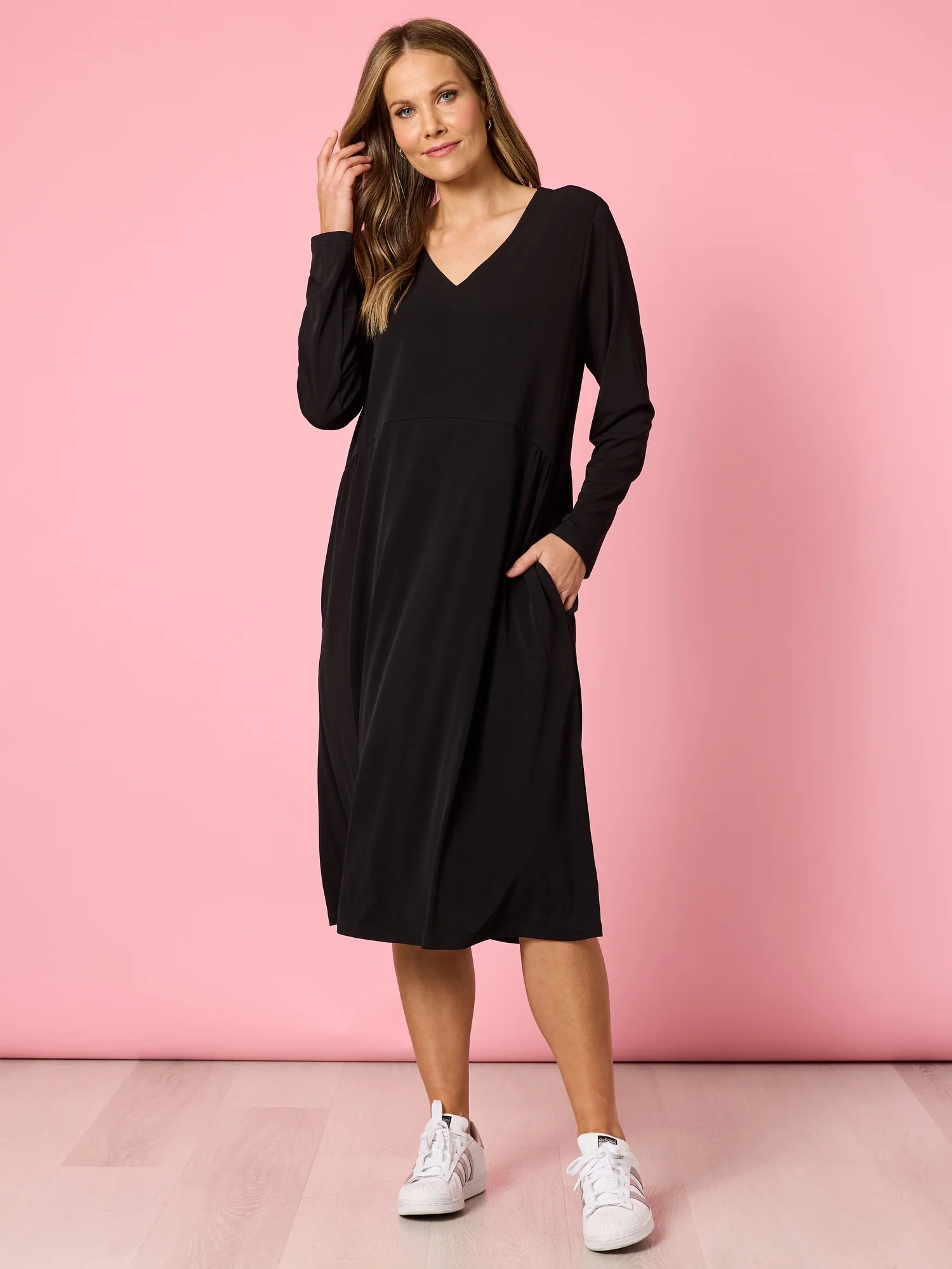 Traveller Long Sleeve Dress - Black - Image 7