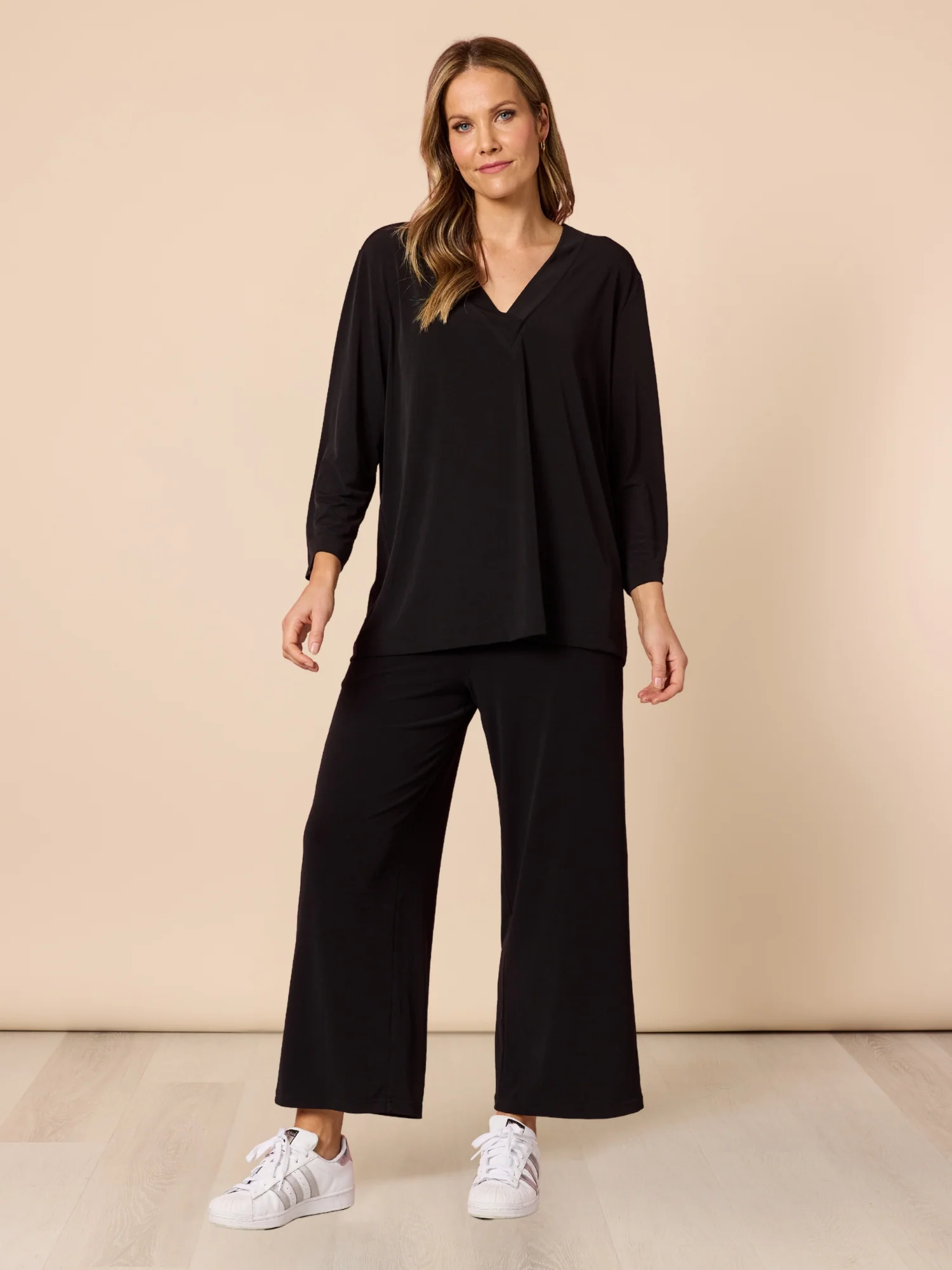 Traveller V Neck Top - Black - Image 2