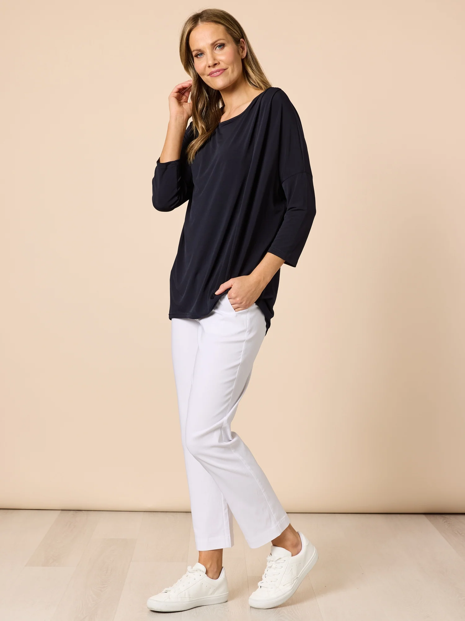 Traveller Pleat Top - Navy - Image 7