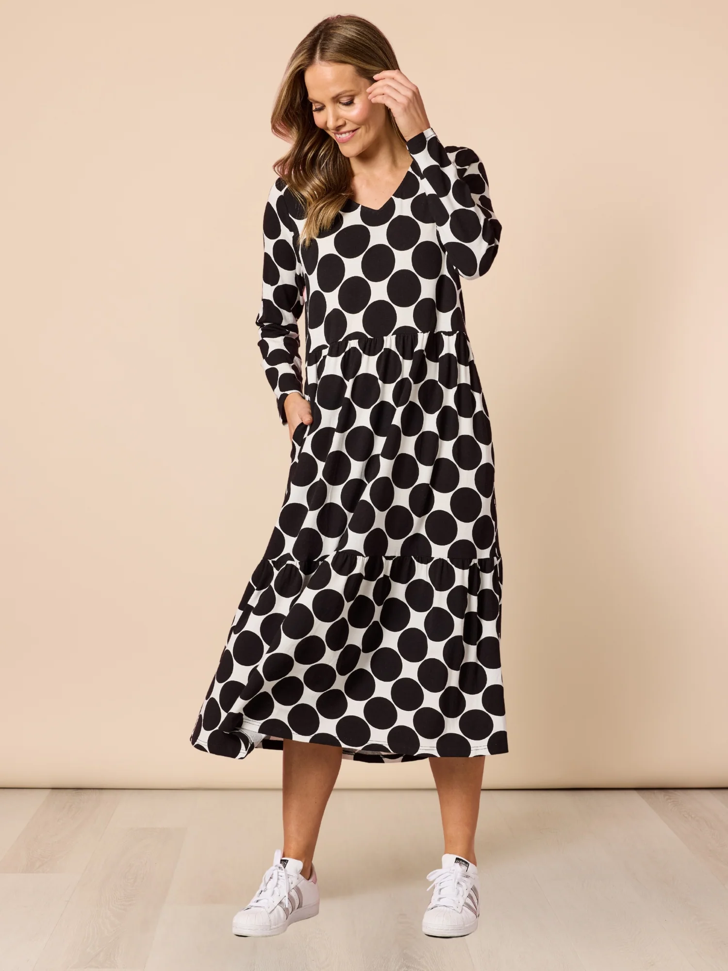 Tres Bien Spot Print Dress - Black/White - Image 3