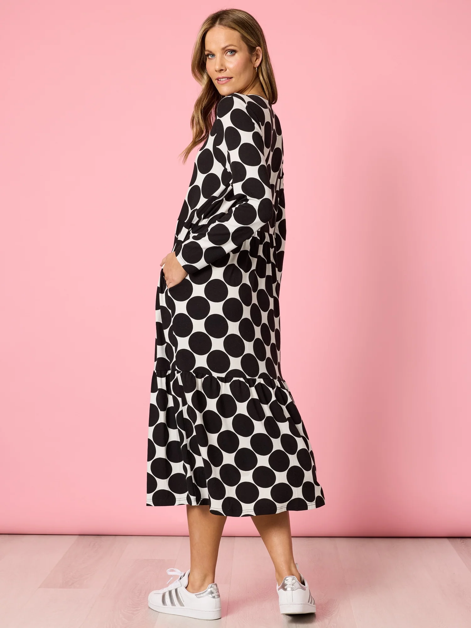 Tres Bien Spot Print Dress - Black/White - Image 4
