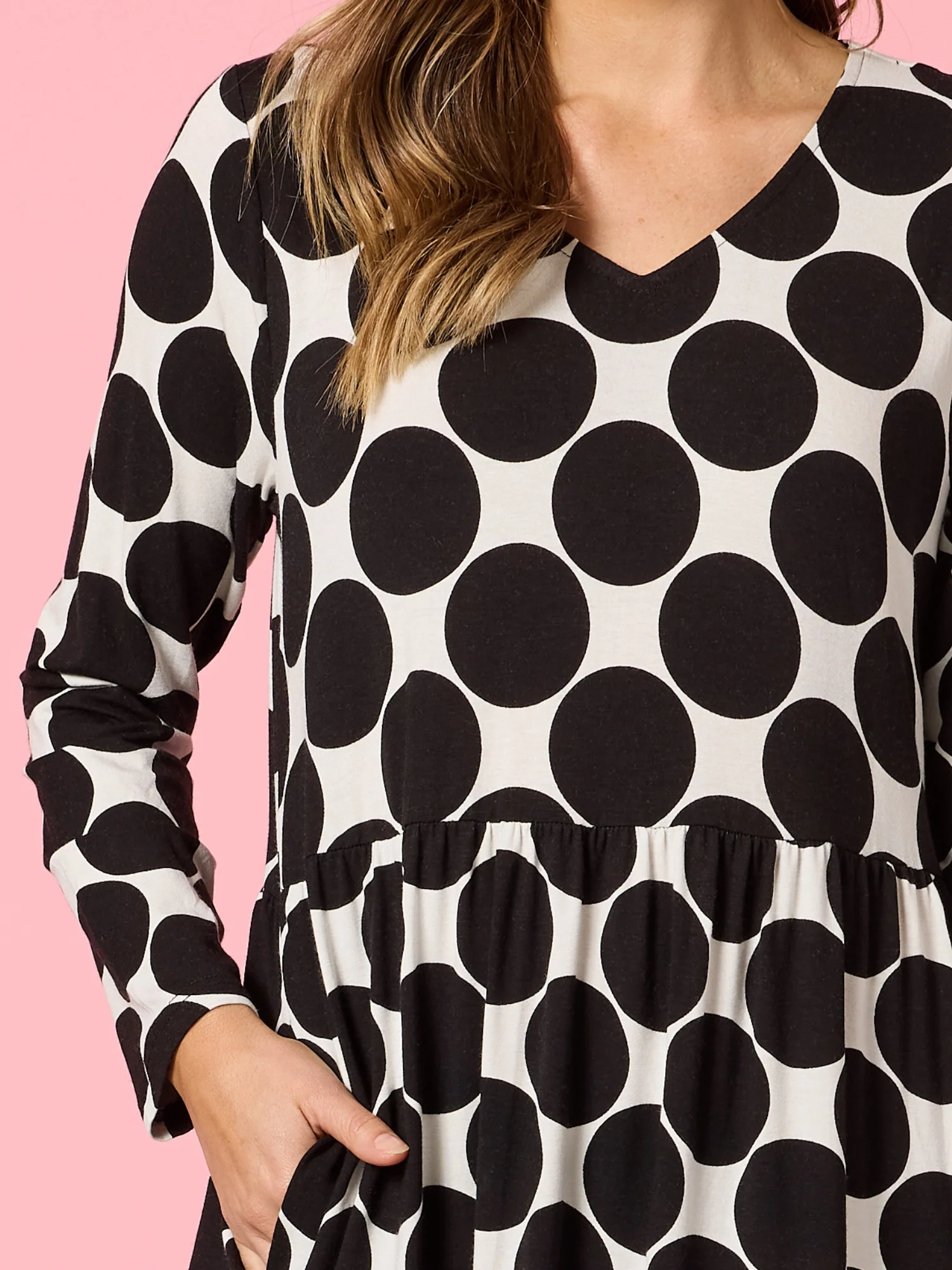 Tres Bien Spot Print Dress - Black/White - Image 7