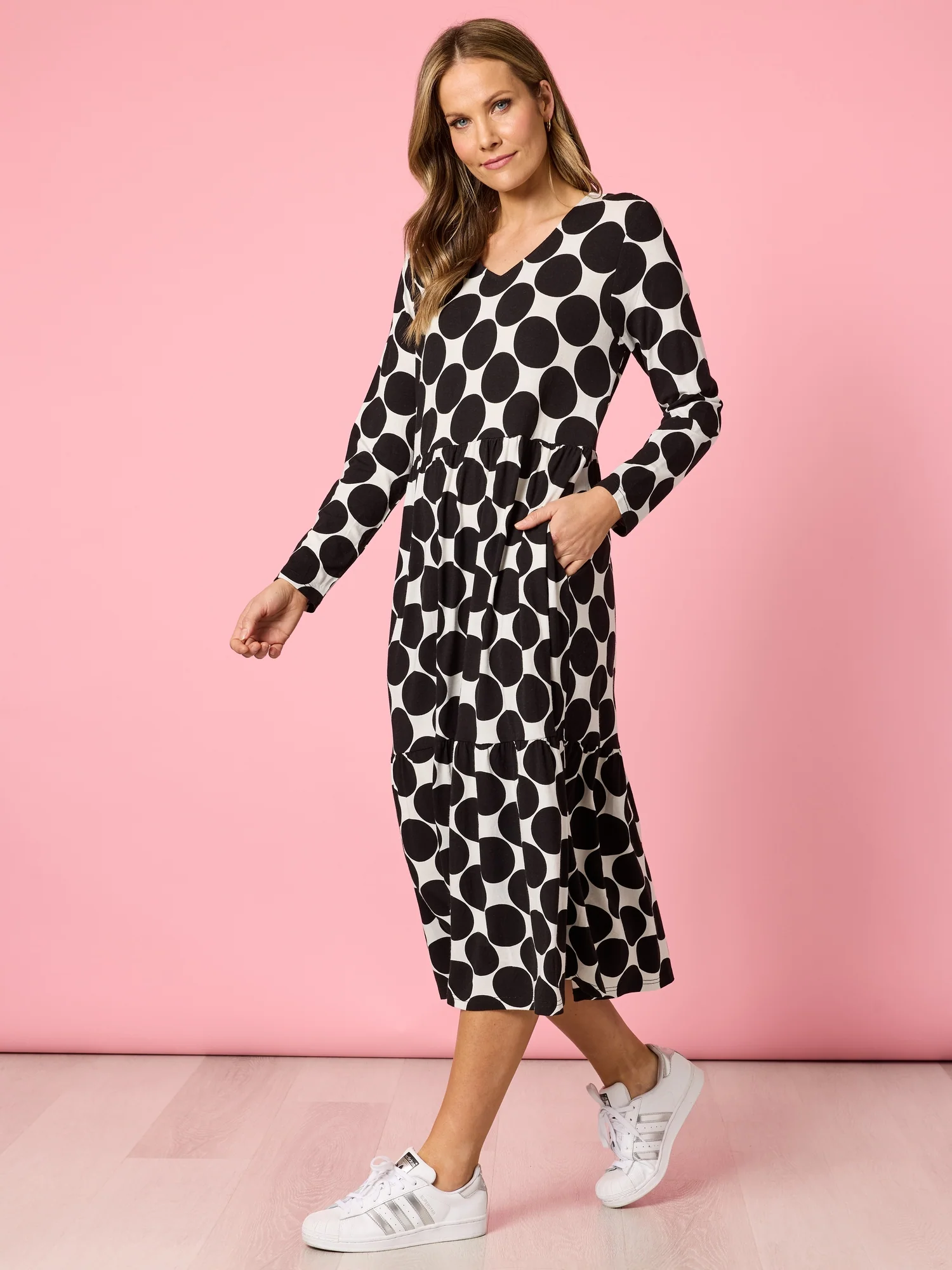 Tres Bien Spot Print Dress - Black/White - Image 8
