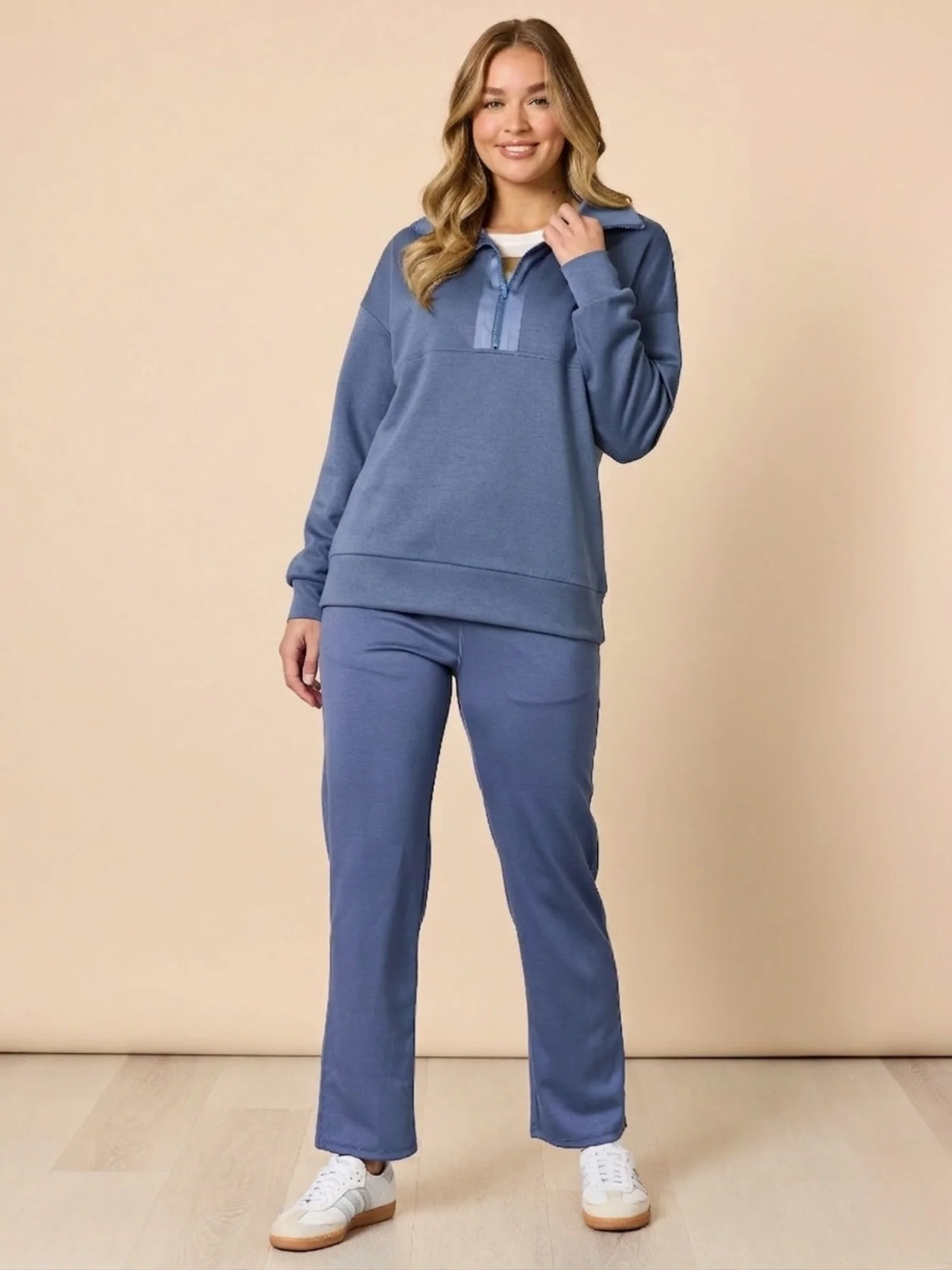 Urban City Quarter Zip Sweatshirt - Denim Blue - Image 2