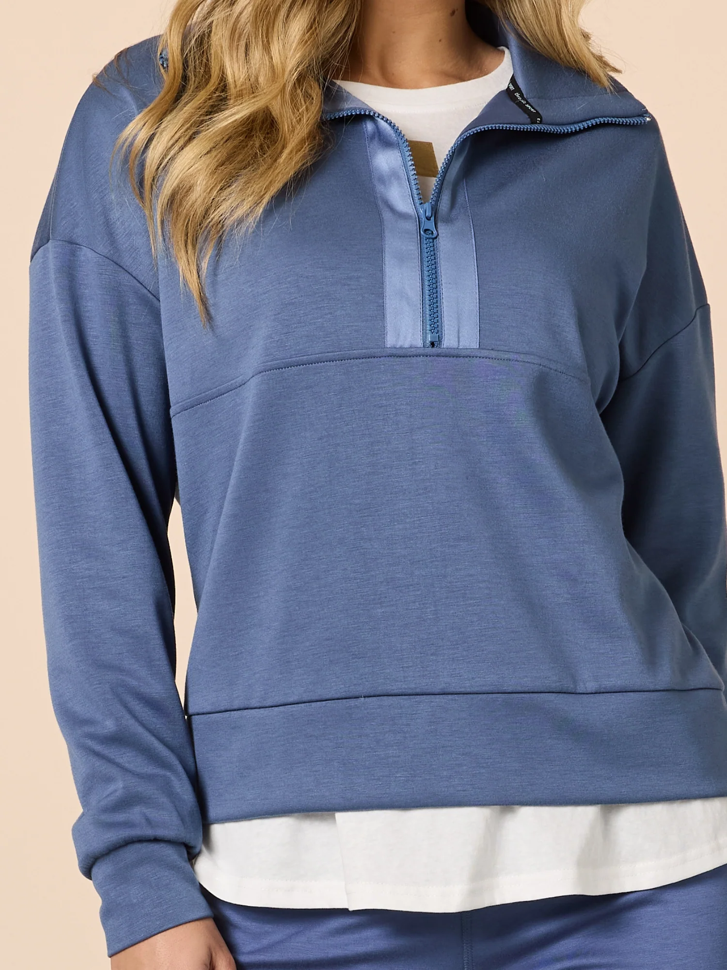 Urban City Quarter Zip Sweatshirt - Denim Blue - Image 3