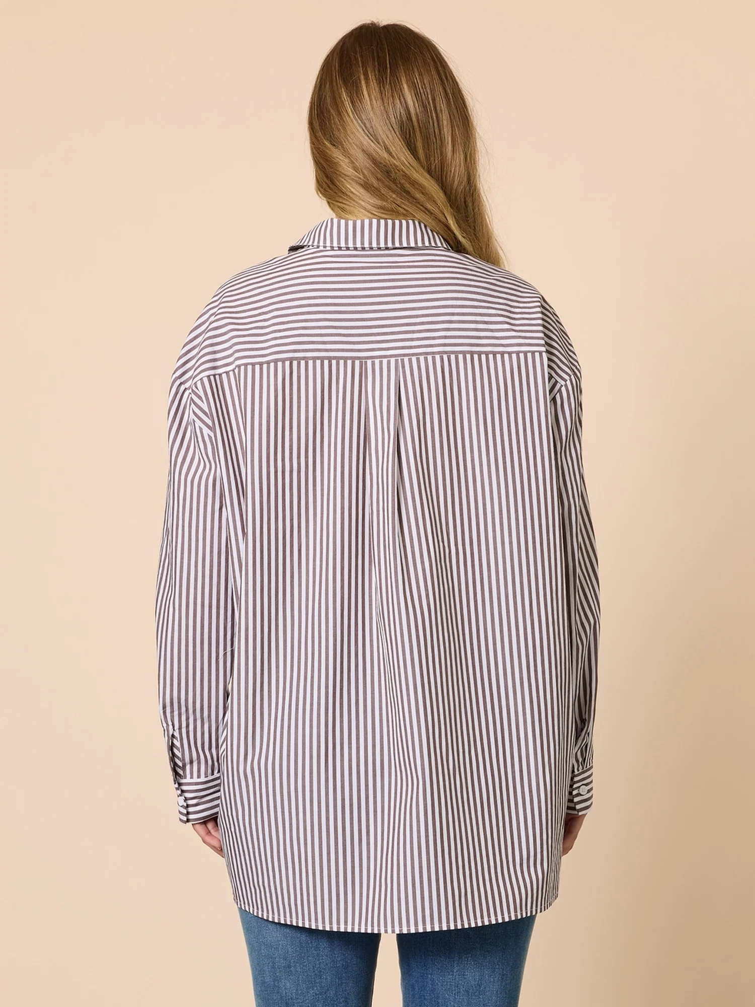 Urban Stripe Print Shirt - Coffee White - Image 4