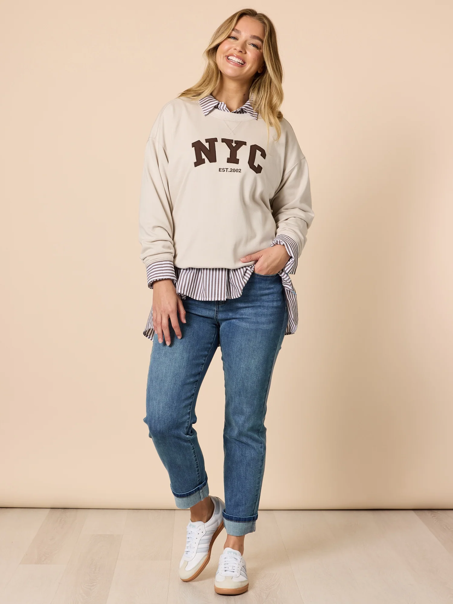 Urban Stripe Print Shirt - Coffee White - Image 6