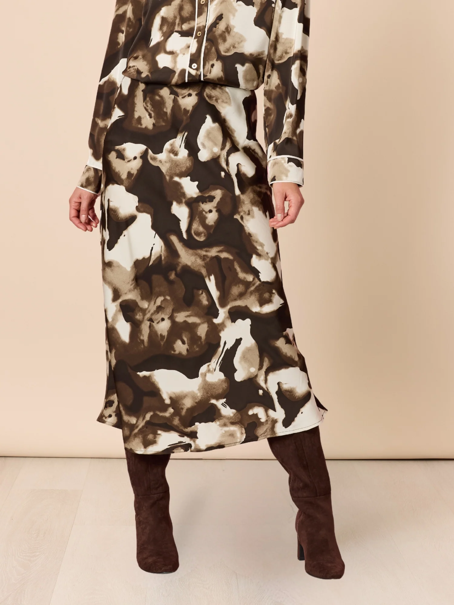 Venice Print Skirt - Espresso Multi