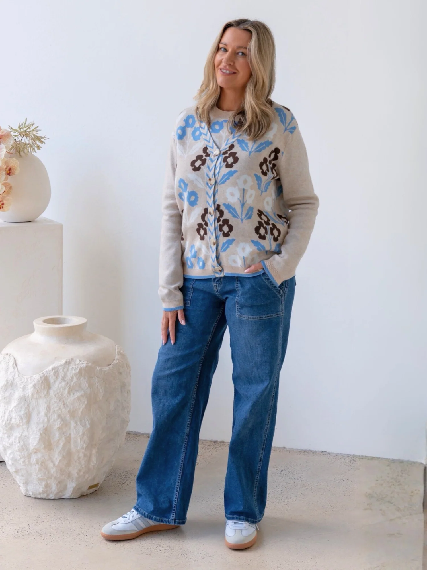 Vermont Floral Print Knit Cardigan - Natural Multi - Image 2