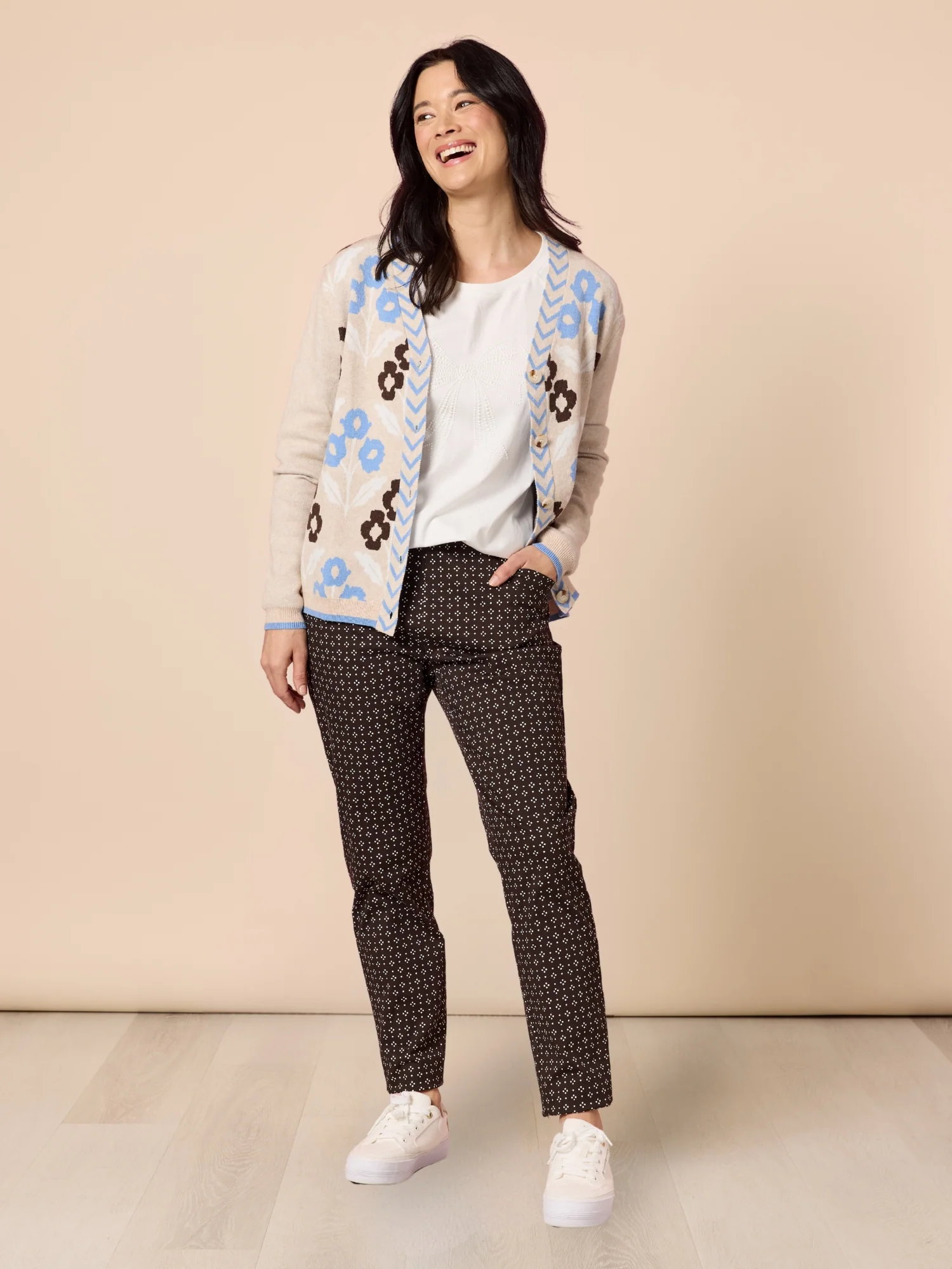 Vermont Floral Print Knit Cardigan - Natural Multi - Image 7