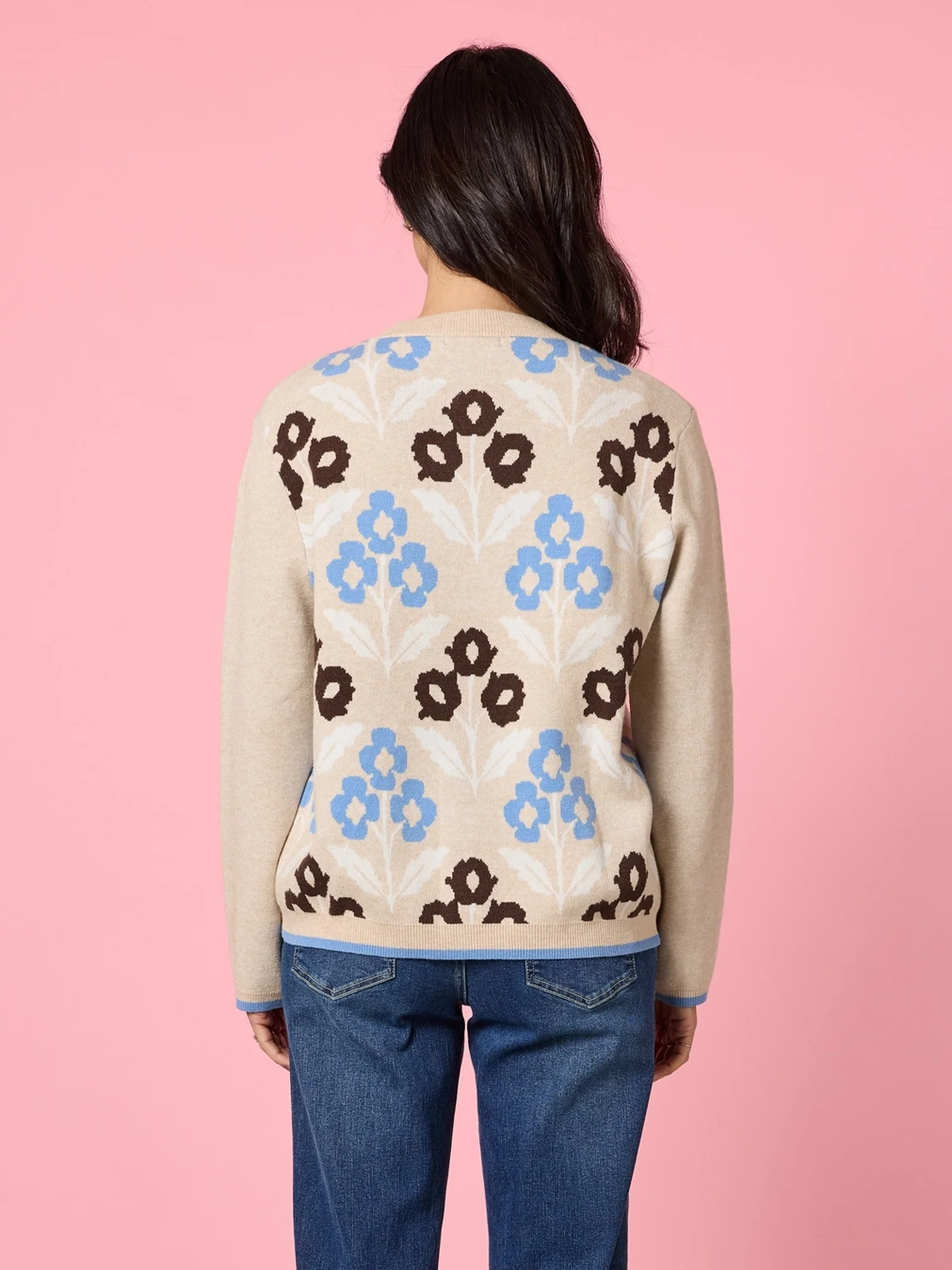 Vermont Floral Print Knit Jumper - Natural Multi - Image 4