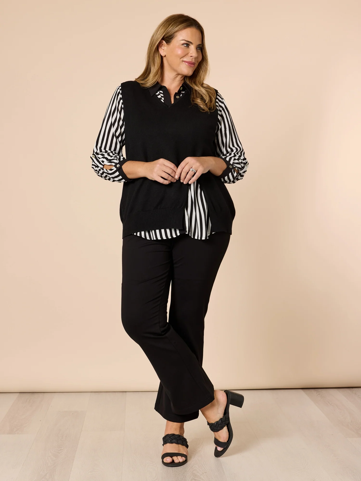 Vicky Side Split Knit Vest - Black - Image 10