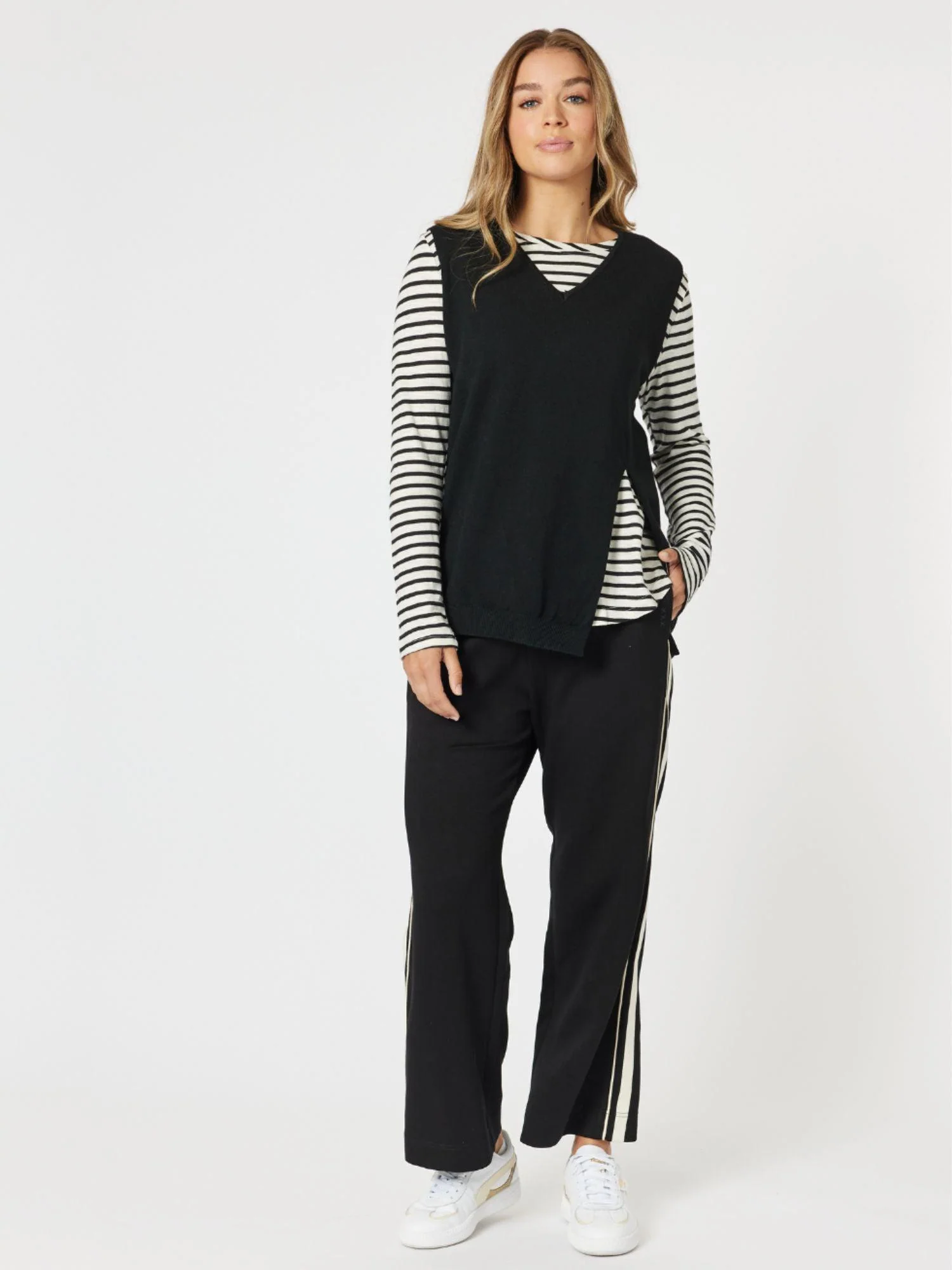 Vicky Side Split Knit Vest - Black - Image 12