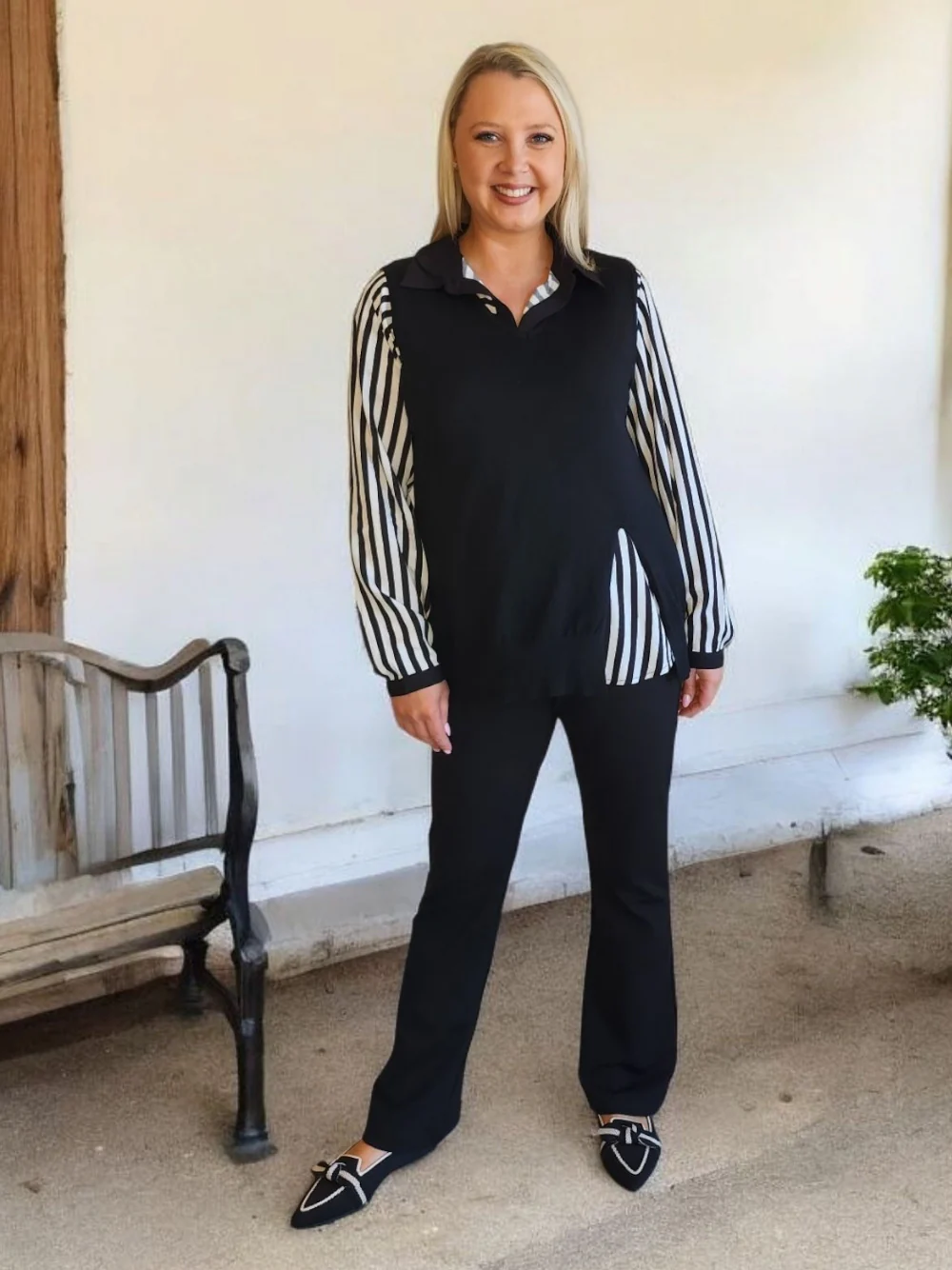 Vicky Side Split Knit Vest - Black - Image 14