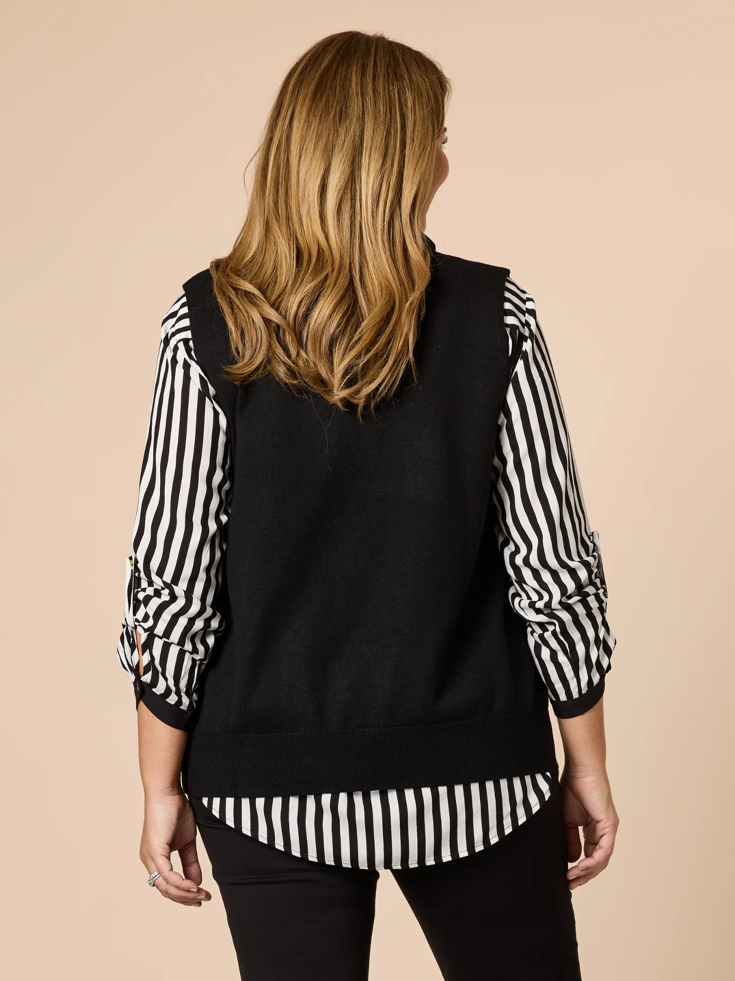 Vicky Side Split Knit Vest - Black - Image 5
