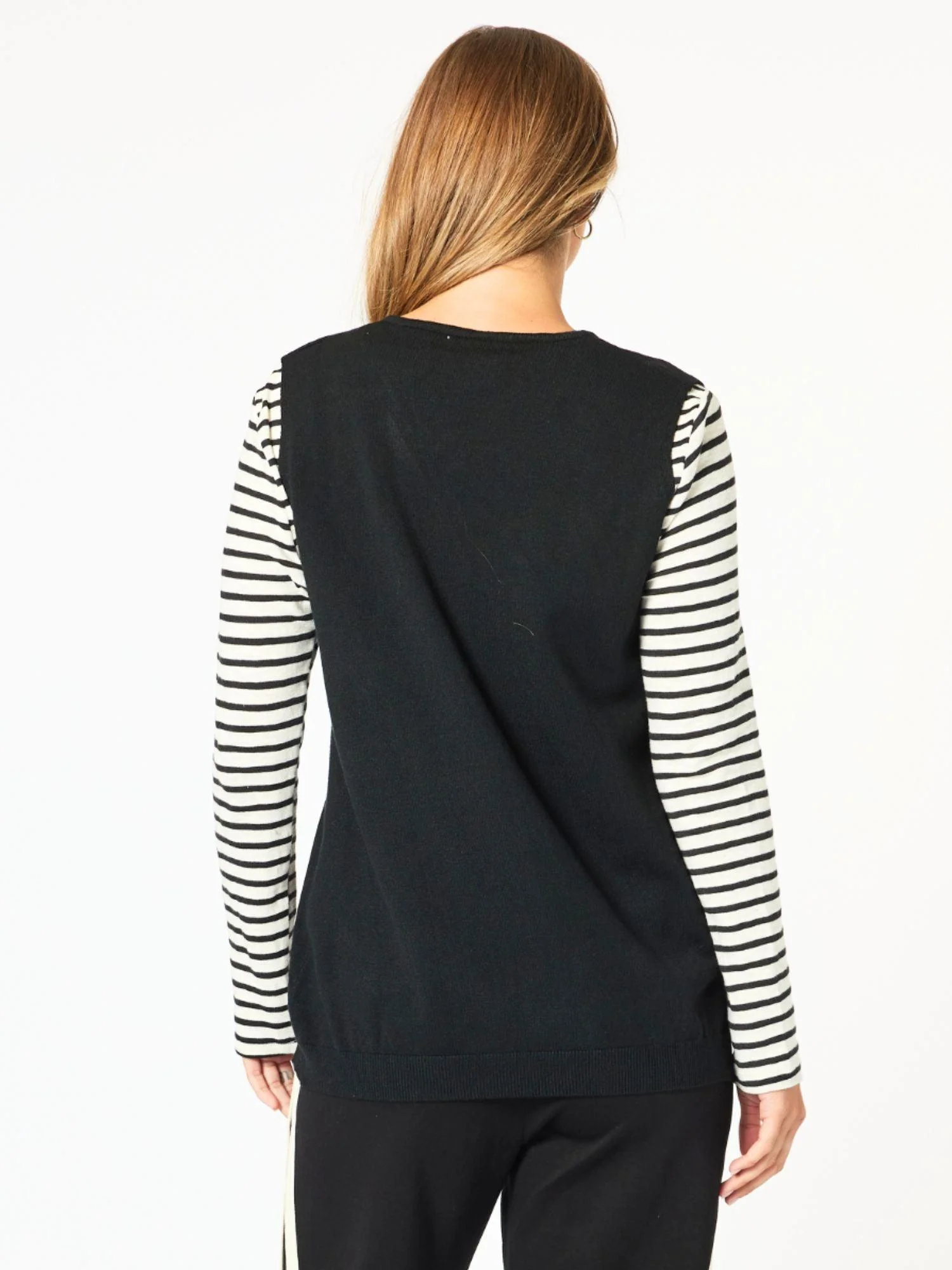 Vicky Side Split Knit Vest - Black - Image 6