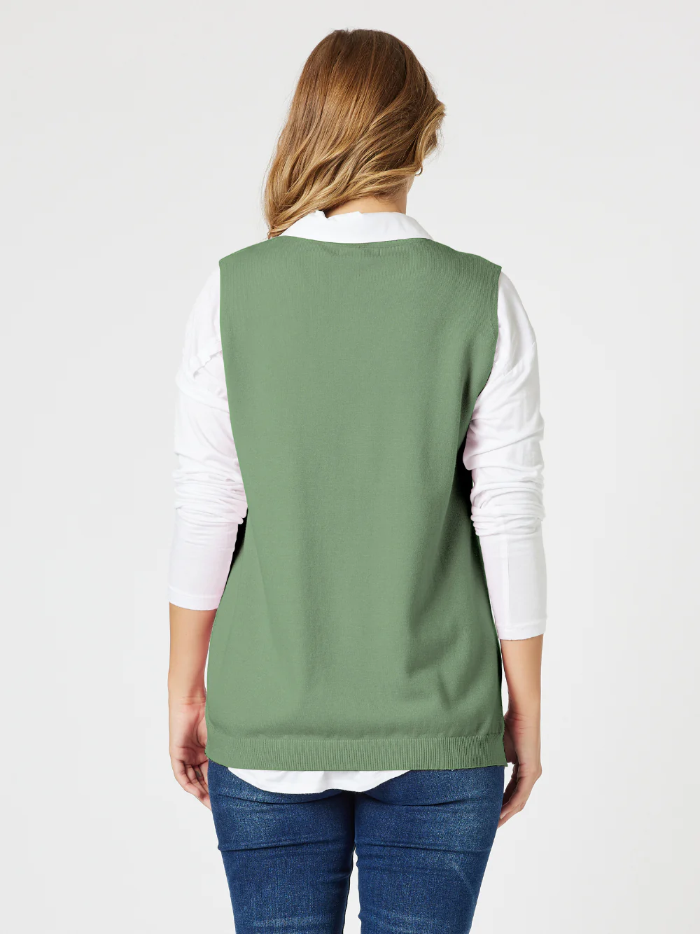 Vicky Side Split Knit Vest - Khaki - Image 3