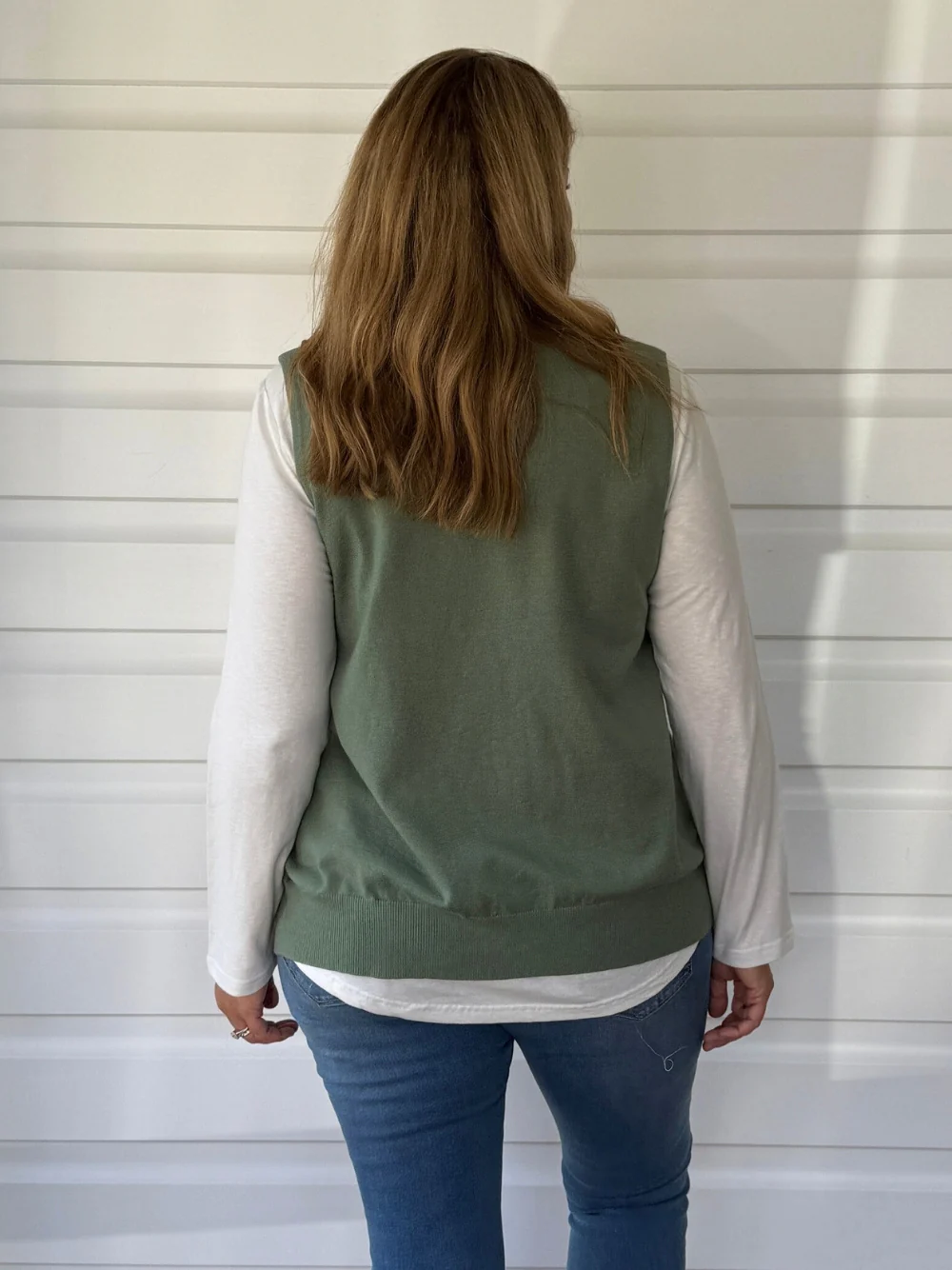 Vicky Side Split Knit Vest - Khaki - Image 4
