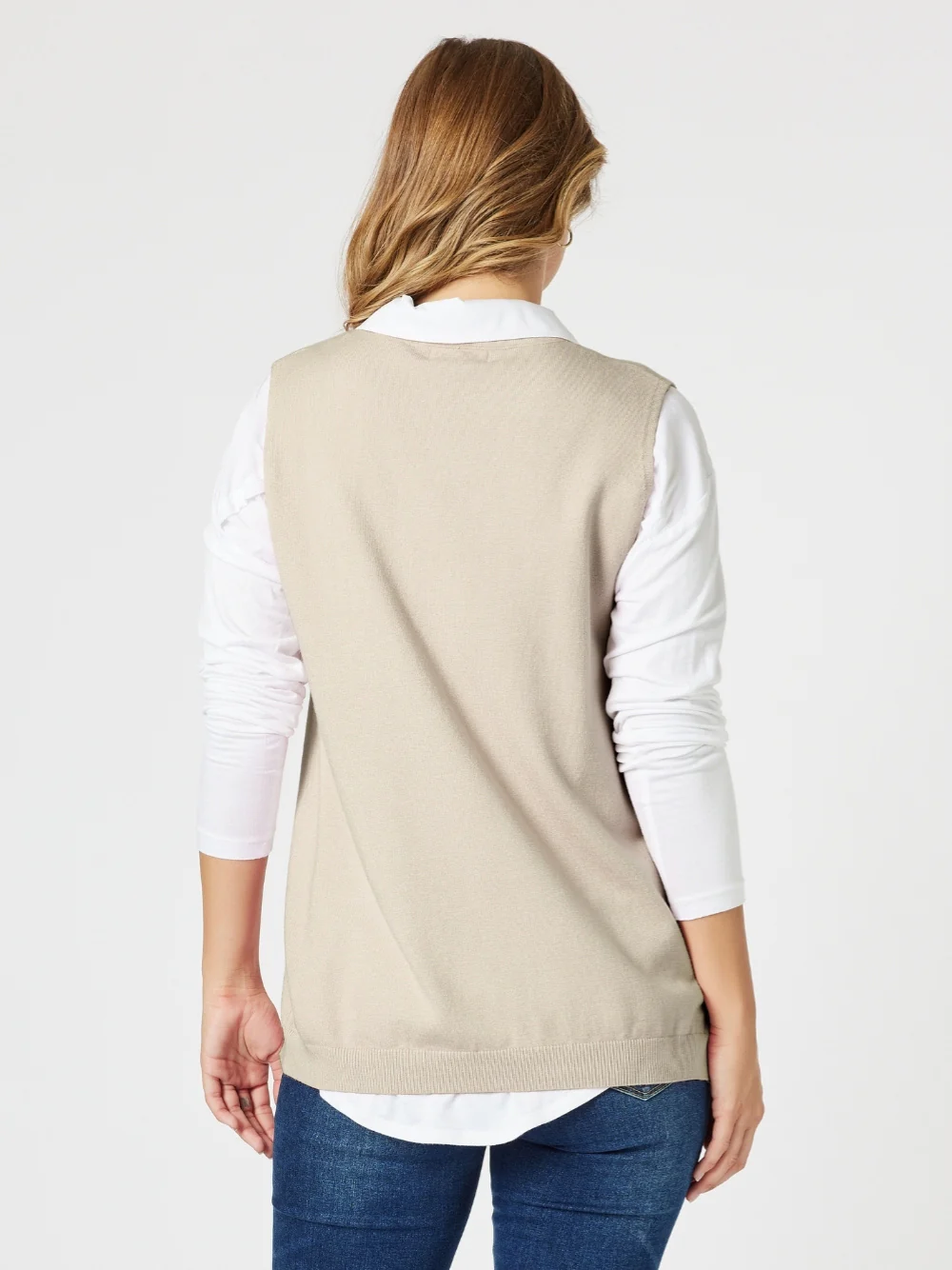 Vicky Side Split Knit Vest - Natural - Image 4