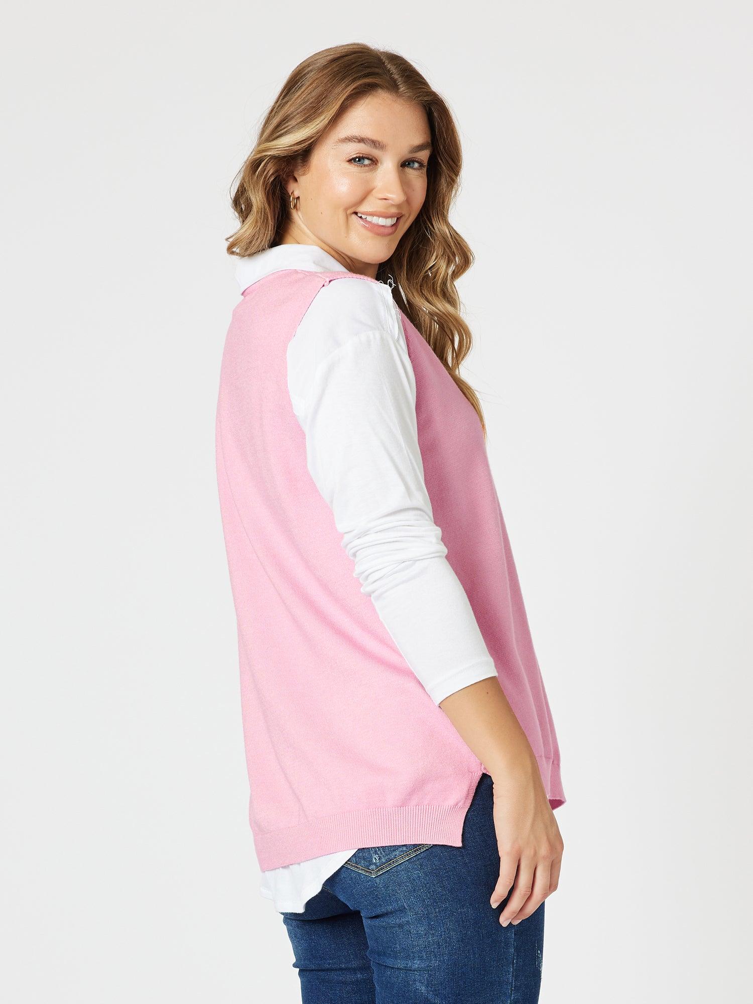 Vicky Side Split Knit Vest - Pink - Image 5