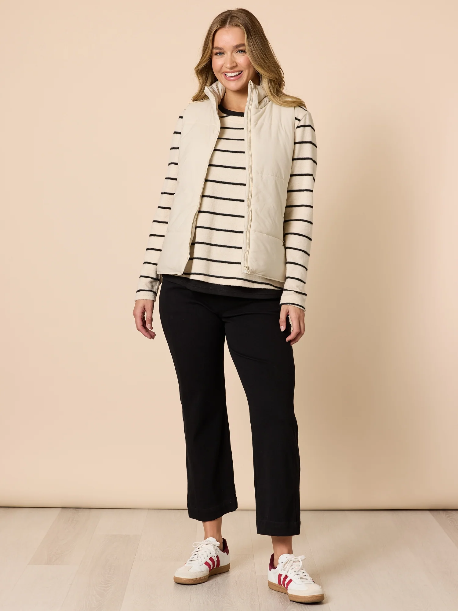 Wall Street 2 in 1 Knit Top - Ivory/Black - Image 2