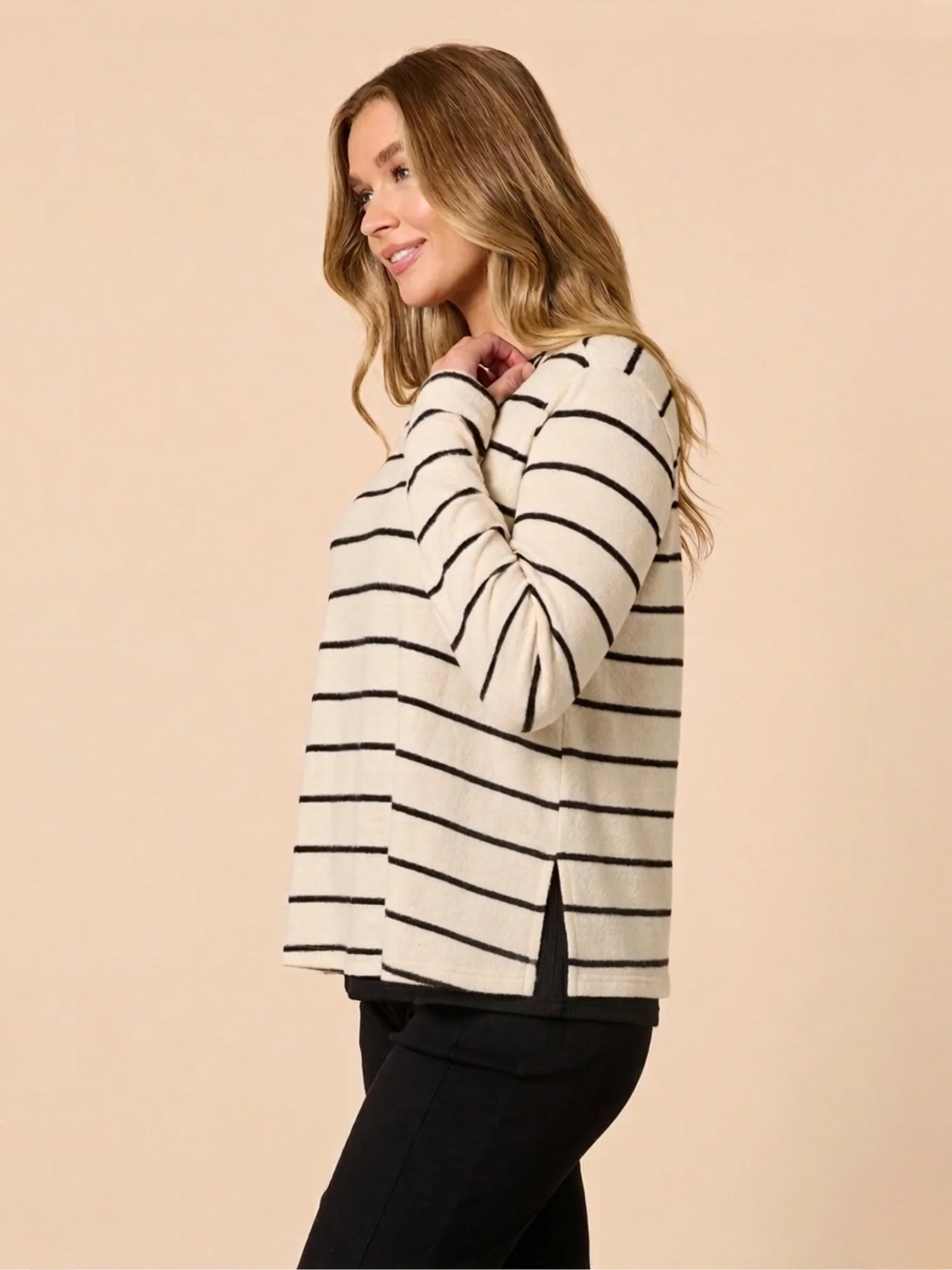 Wall Street 2 in 1 Knit Top - Ivory/Black - Image 4
