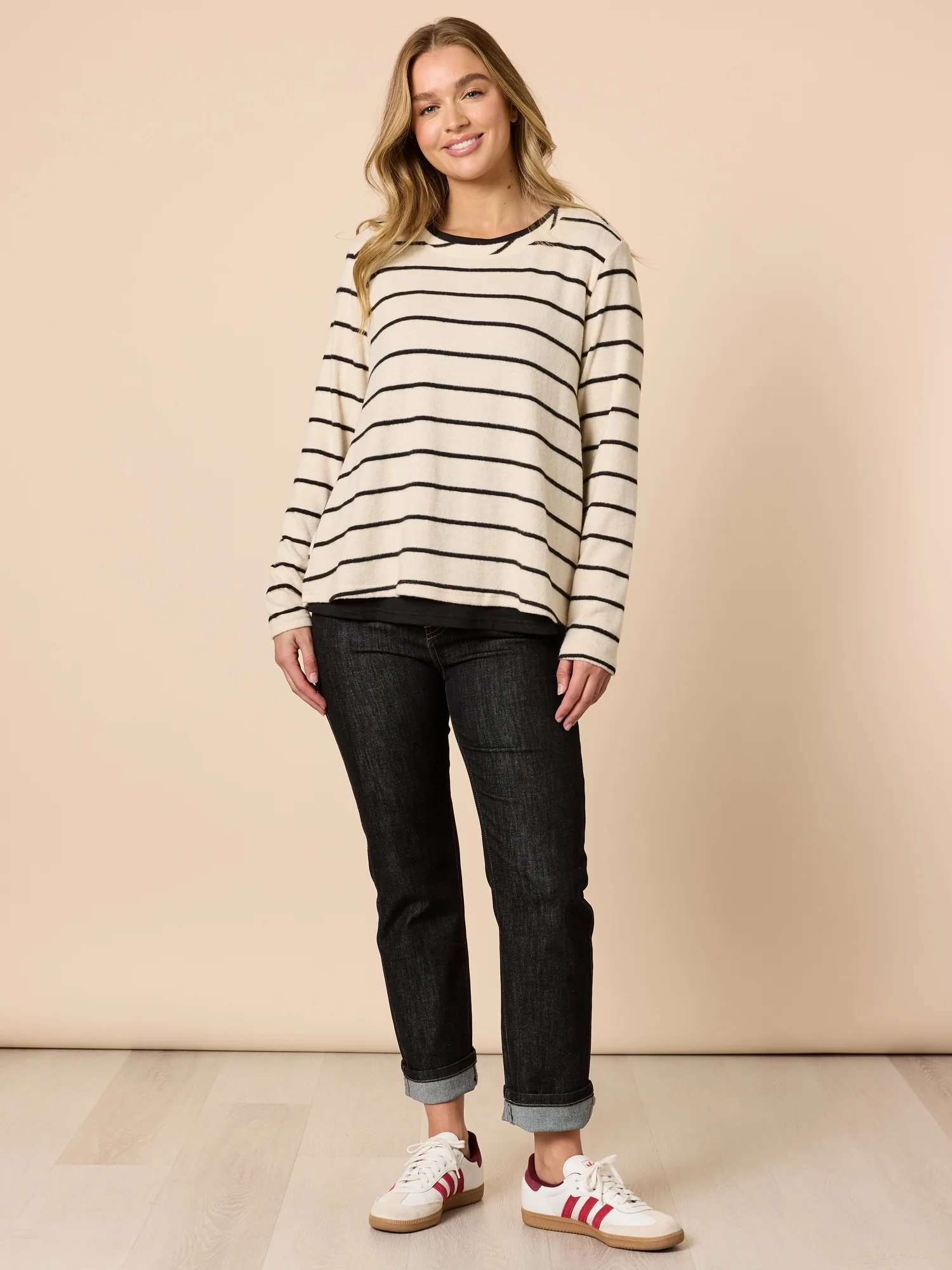 Wall Street 2 in 1 Knit Top - Ivory/Black - Image 6