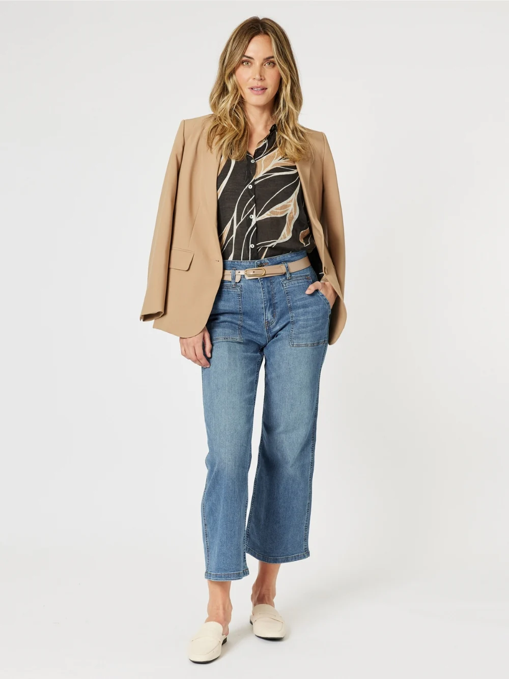 Wellington Print Sheer Shirt - Caramel - Image 5