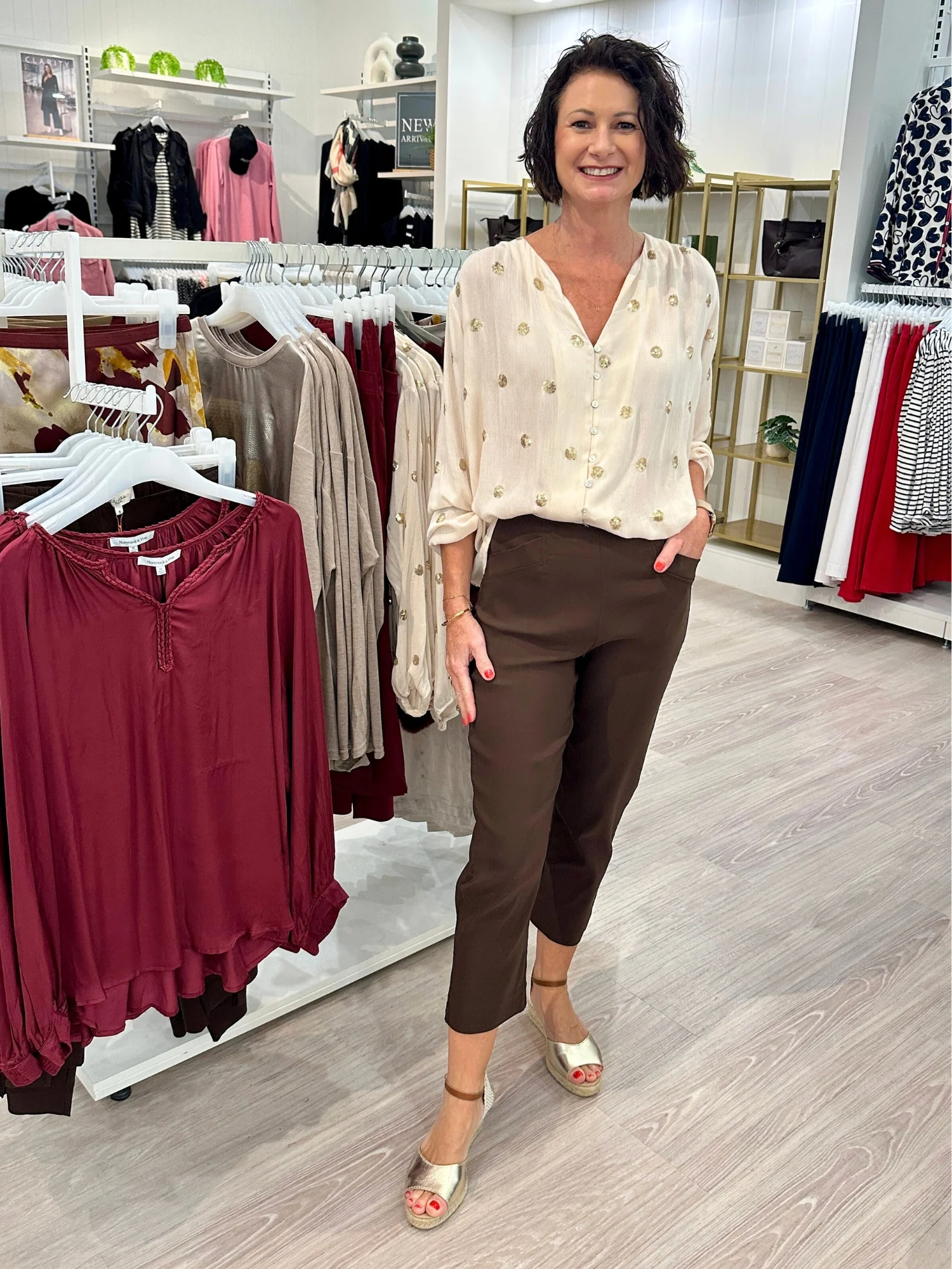 Zara Stretch Pant - Coffee - Image 2