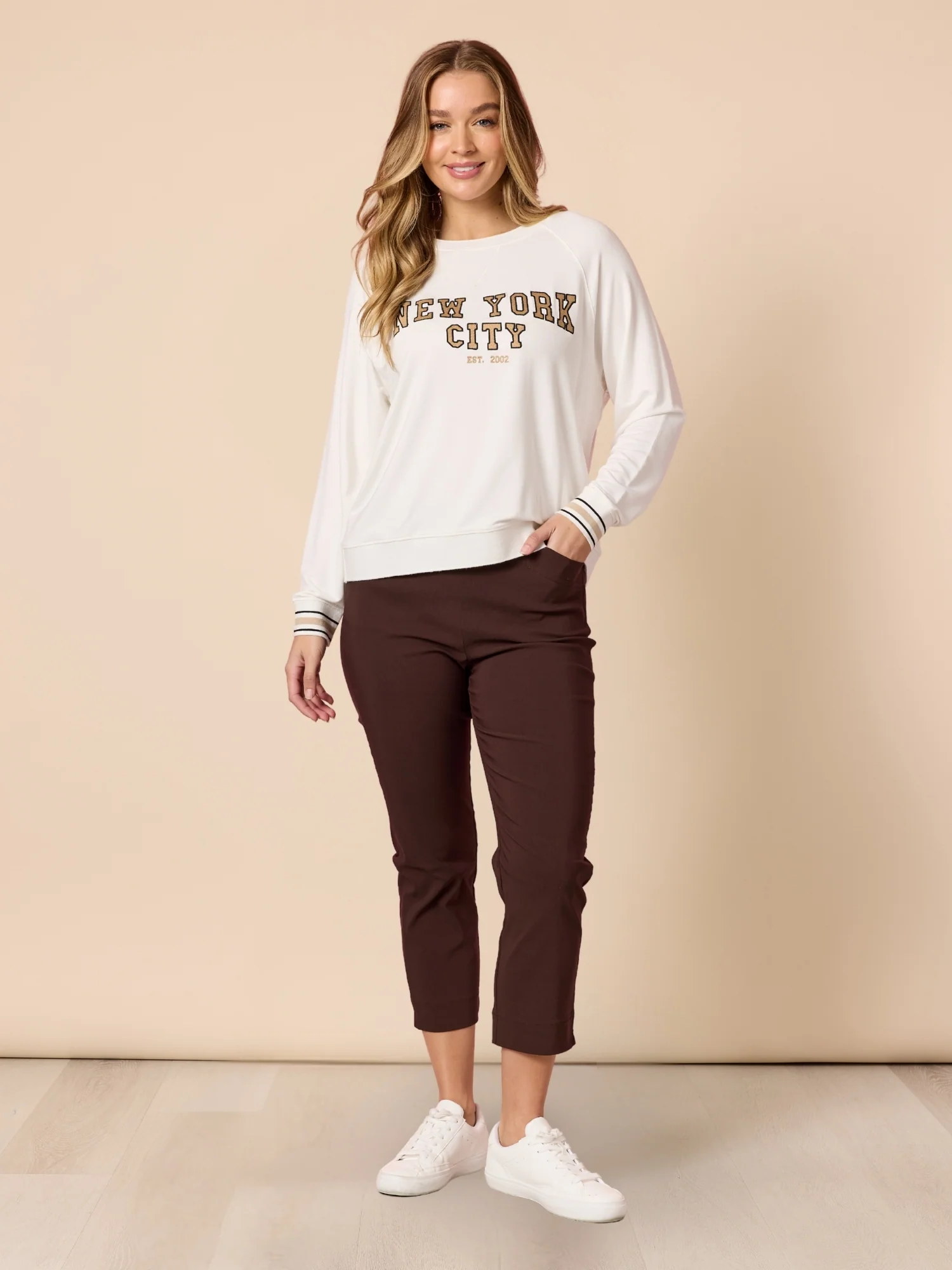 Zara Stretch Pant - Coffee - Image 3